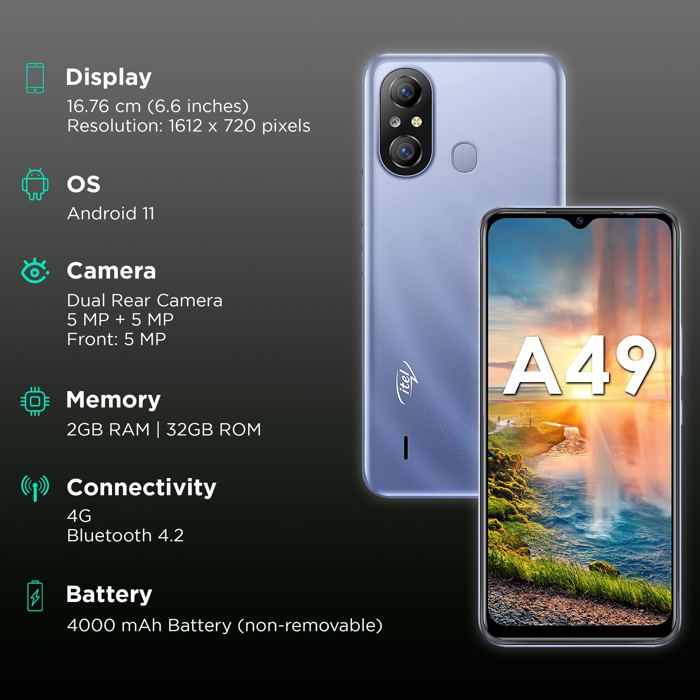 Itel A49 (2GB RAM, 32GB, Dome Blue) Itel A49 (2GB RAM, 32GB, Dome Blue)_3
