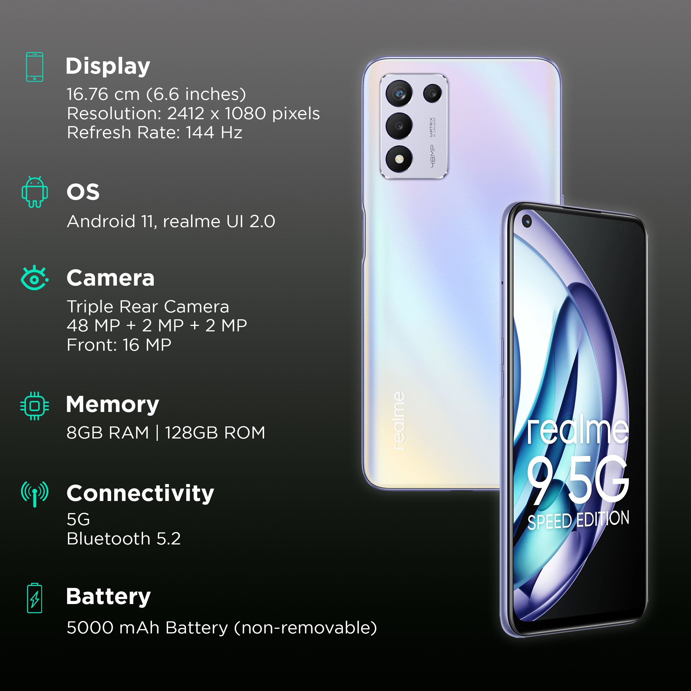 realme 9 Speed Edition 5G (8GB RAM, 128GB, Starry Glow) realme 9 Speed Edition 5G (8GB RAM, 128GB, Starry Glow)_3