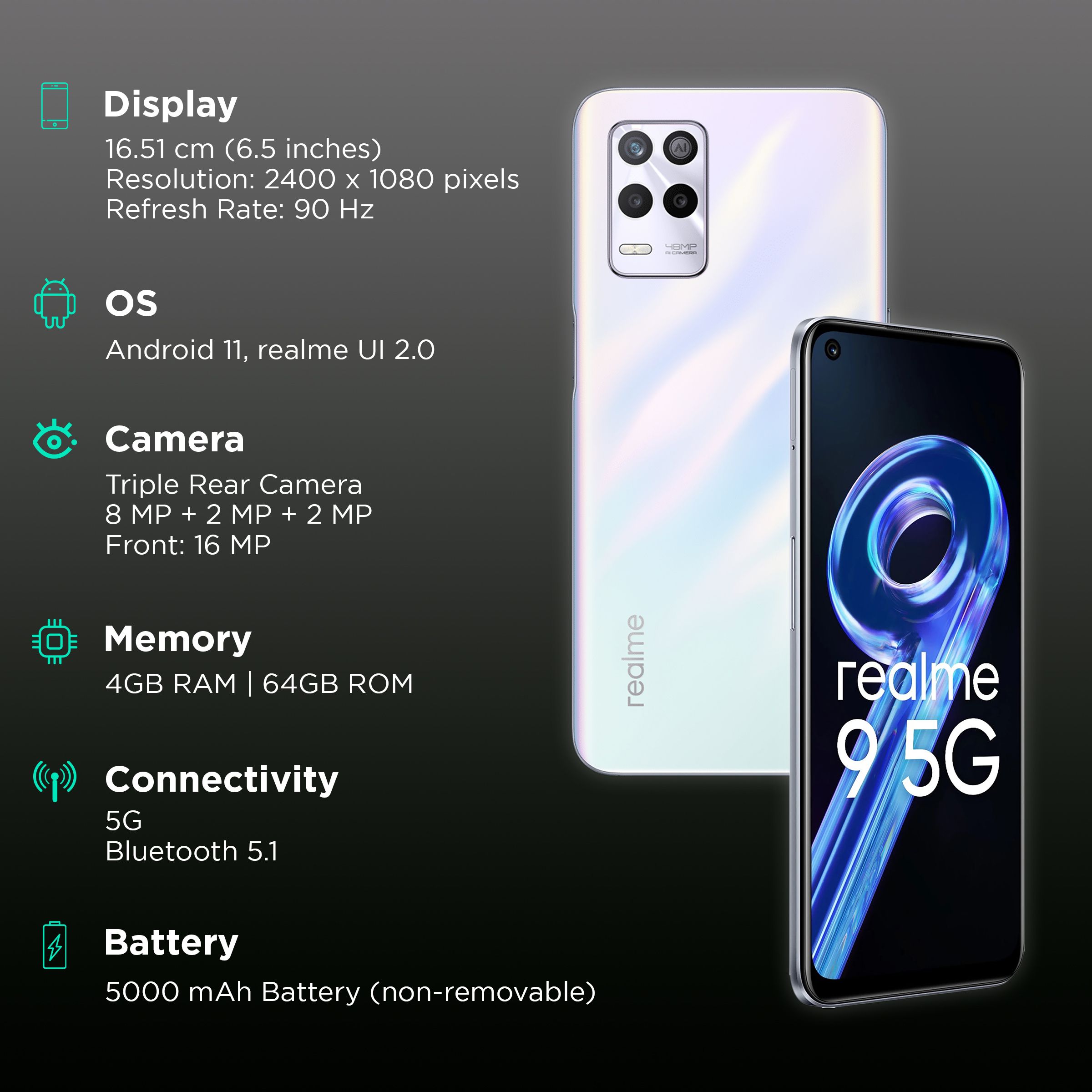 realme 9 5G (4GB RAM, 64GB, Stargaze White) realme 9 5G (4GB RAM, 64GB, Stargaze White)_3