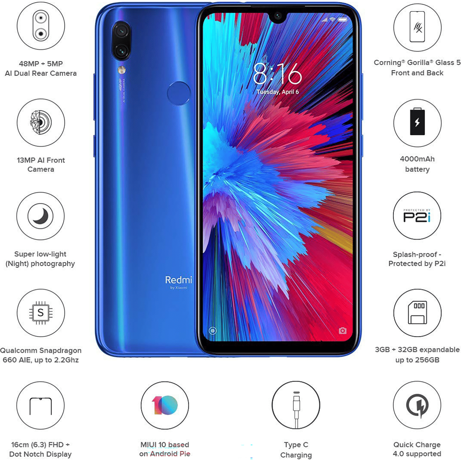 Refurbished Redmi Note 7S (3GB RAM, 32GB, Sapphire Blue)_7