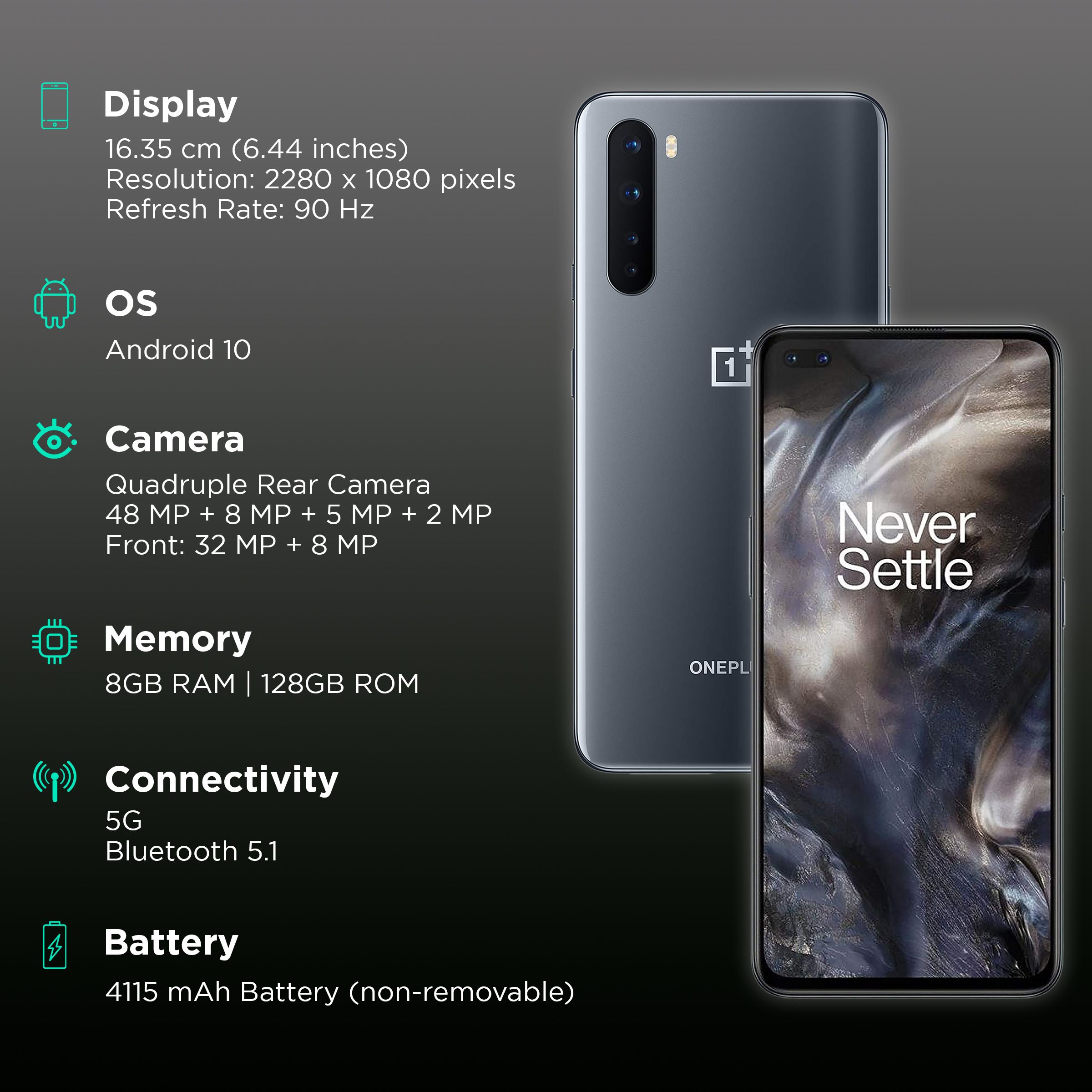 Refurbished OnePlus Nord 5G (8GB RAM, 128GB, Gray Onyx) Refurbished OnePlus Nord 5G (8GB RAM, 128GB, Gray Onyx)_3