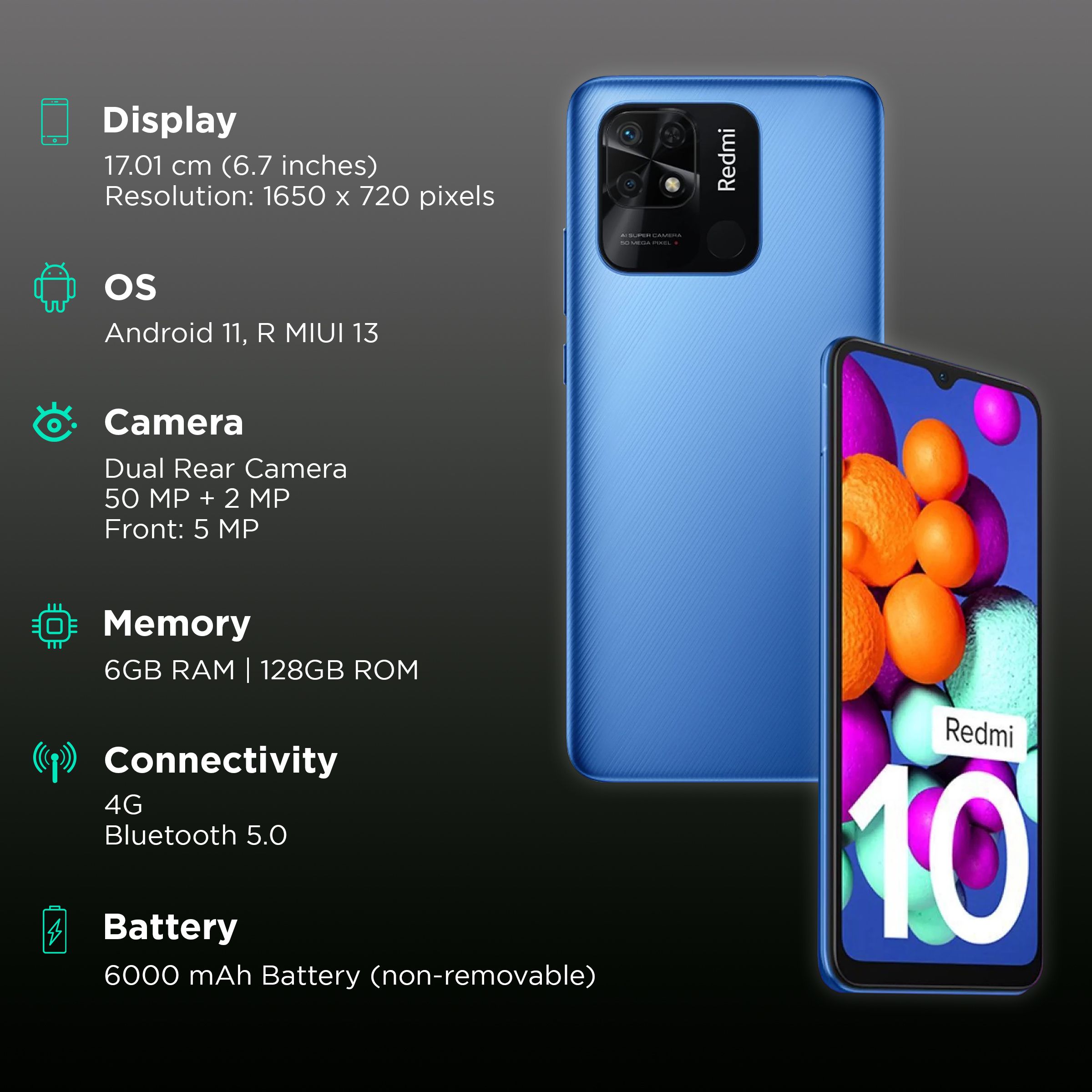 Redmi 10 (6GB RAM, 128GB, Pacific Blue) Redmi 10 (6GB RAM, 128GB, Pacific Blue)_2