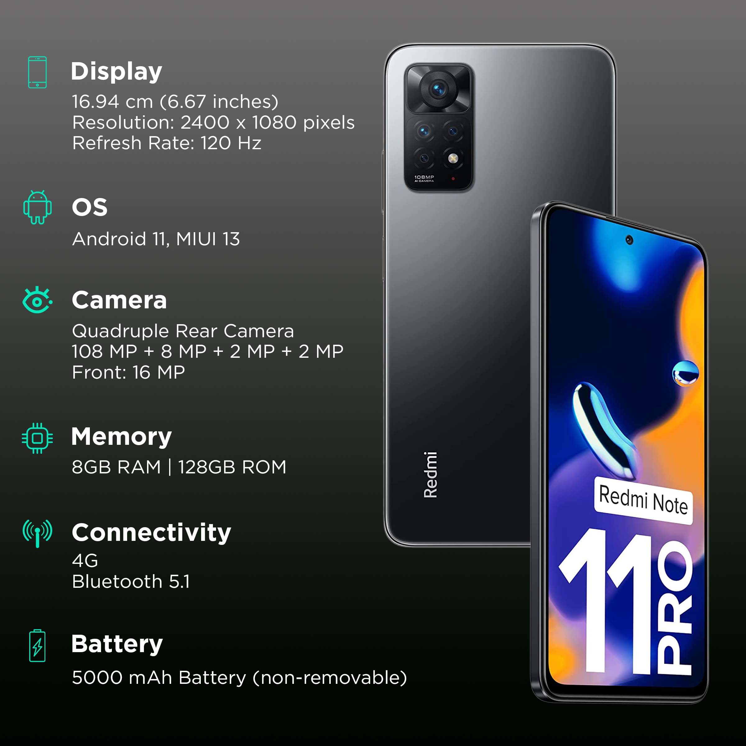 Redmi Note 11 Pro (8GB RAM, 128GB, Stealth Black) Redmi Note 11 Pro (8GB RAM, 128GB, Stealth Black)_3