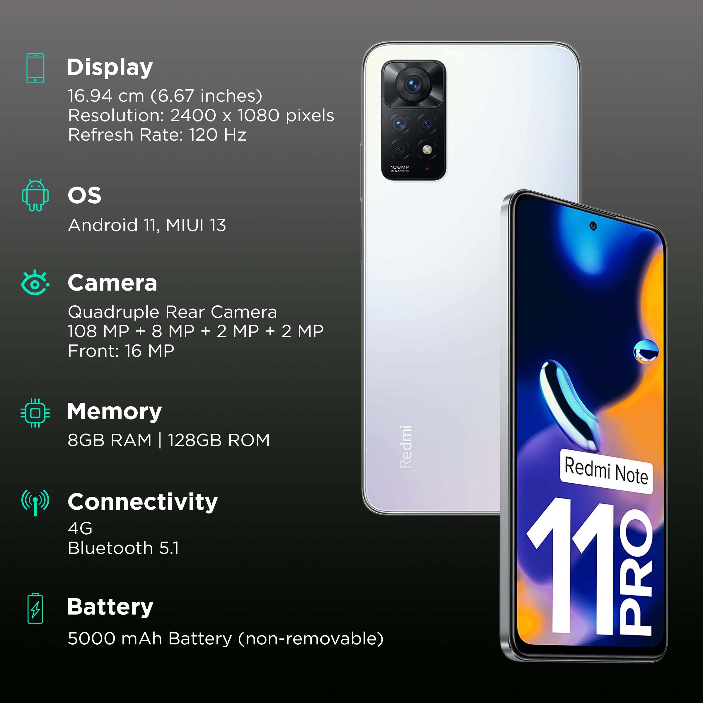 Redmi Note 11 Pro (8GB RAM, 128GB, Phantom White) Redmi Note 11 Pro (8GB RAM, 128GB, Phantom White)_3