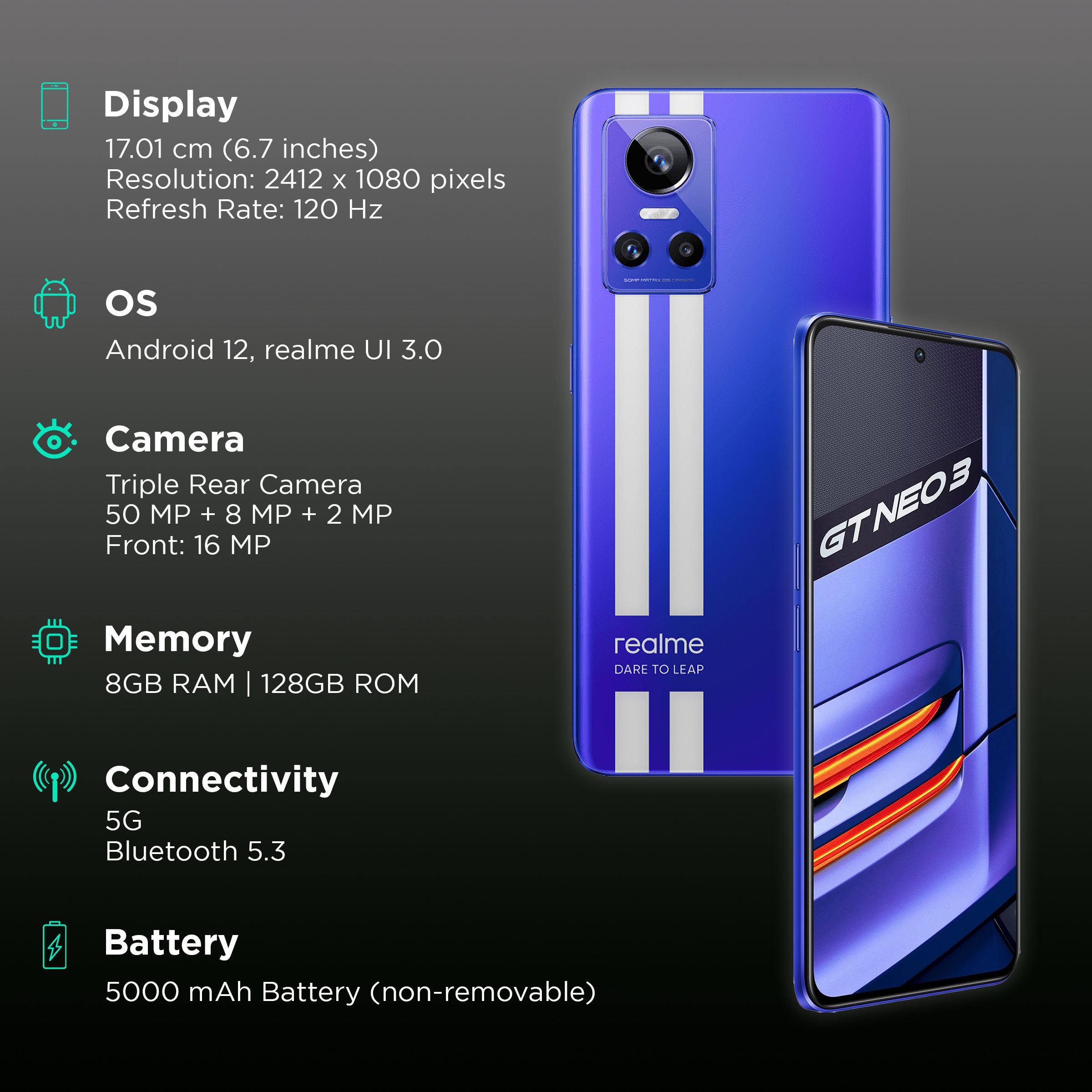 realme GT Neo 3 5G (8GB RAM, 128GB, Nitro Blue) realme GT Neo 3 5G (8GB RAM, 128GB, Nitro Blue)_3