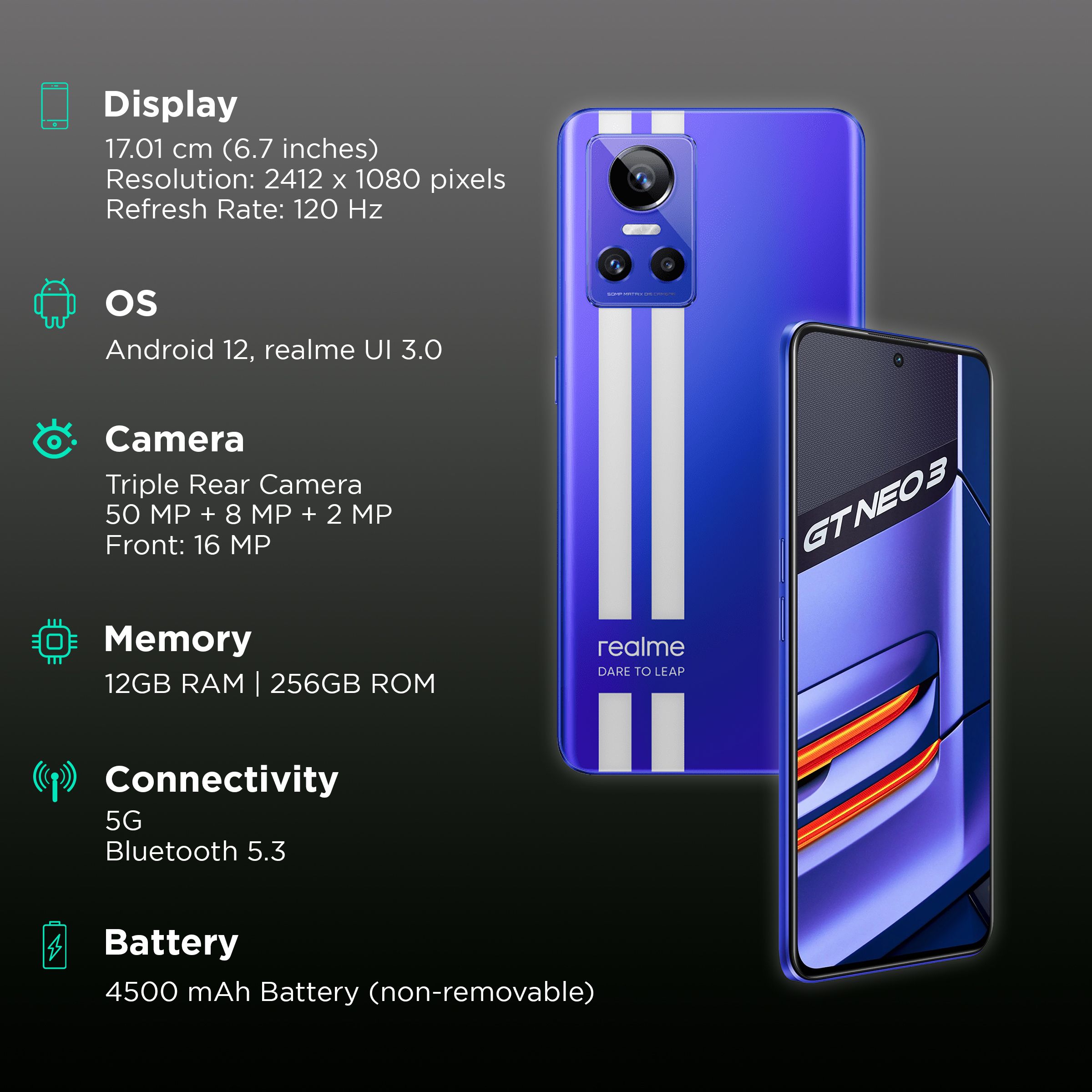 realme GT Neo 3 (150W) 5G (12GB RAM, 256GB, Nitro Blue)_3