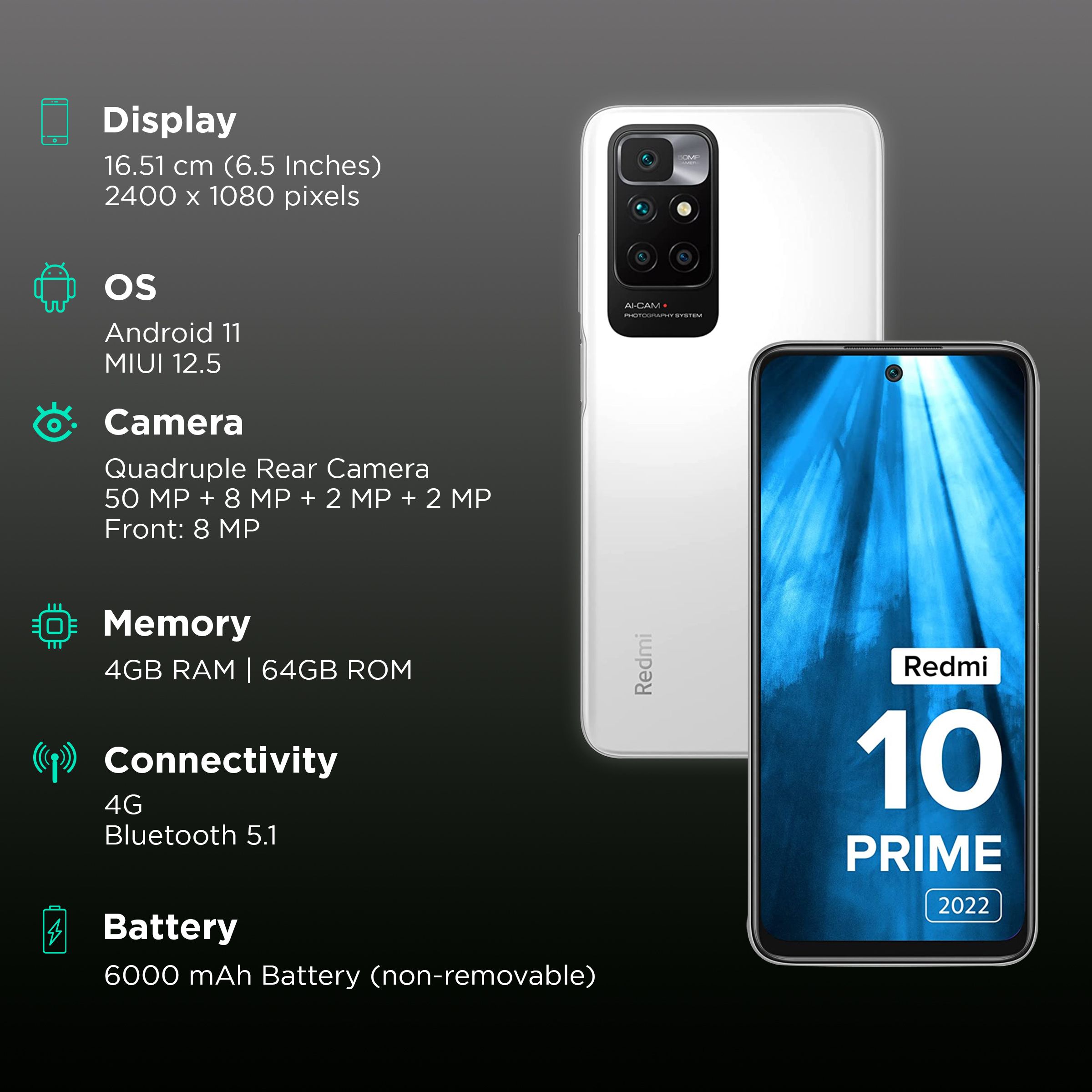 Redmi 10 Prime 2022 (4GB RAM, 64GB, Astral White) Redmi 10 Prime 2022 (4GB RAM, 64GB, Astral White)_3