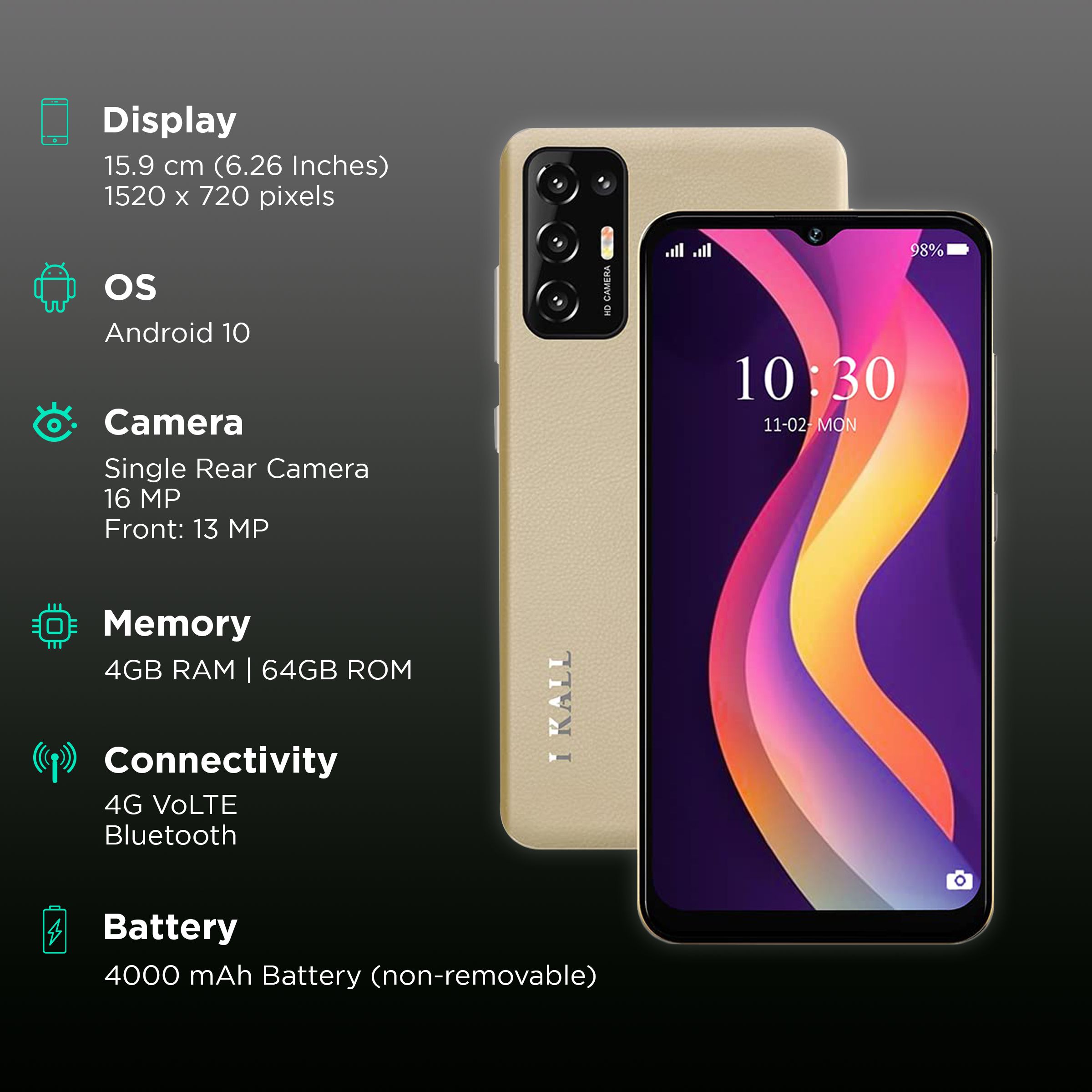 I KALL K525 Pro (4GB RAM, 64GB, Gold) I KALL K525 Pro (4GB RAM, 64GB, Gold)_3