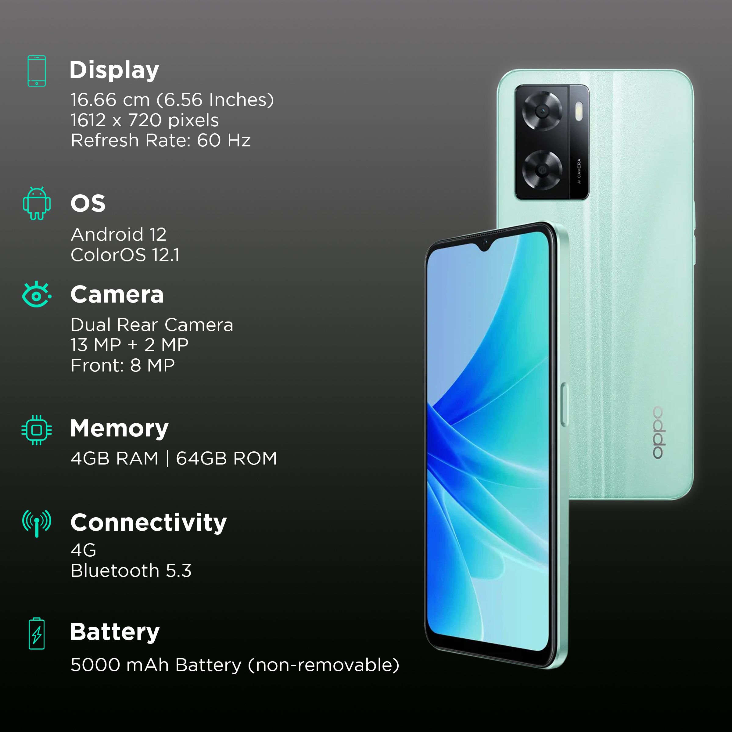 OPPO A57 (4GB RAM, 64GB, Glowing Green)_3