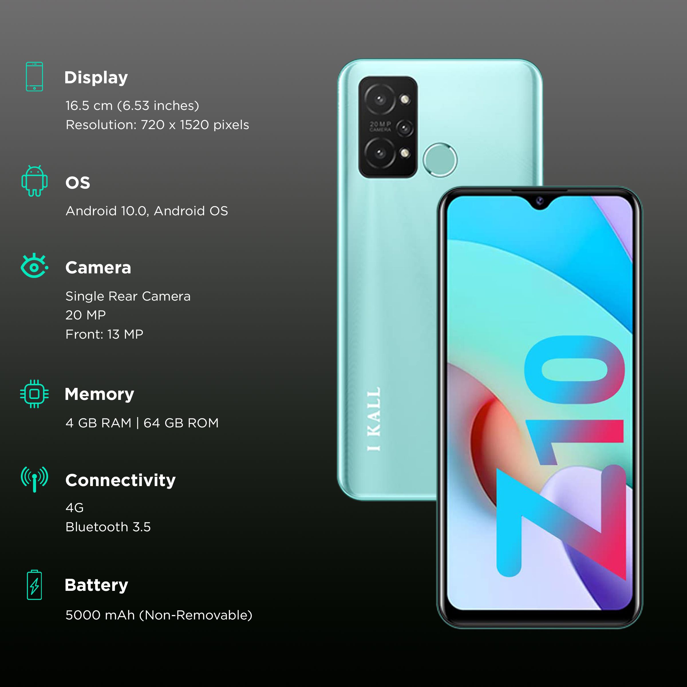 I KALL Z10 (4GB RAM, 64GB, Cyan) I KALL Z10 (4GB RAM, 64GB, Cyan)_3