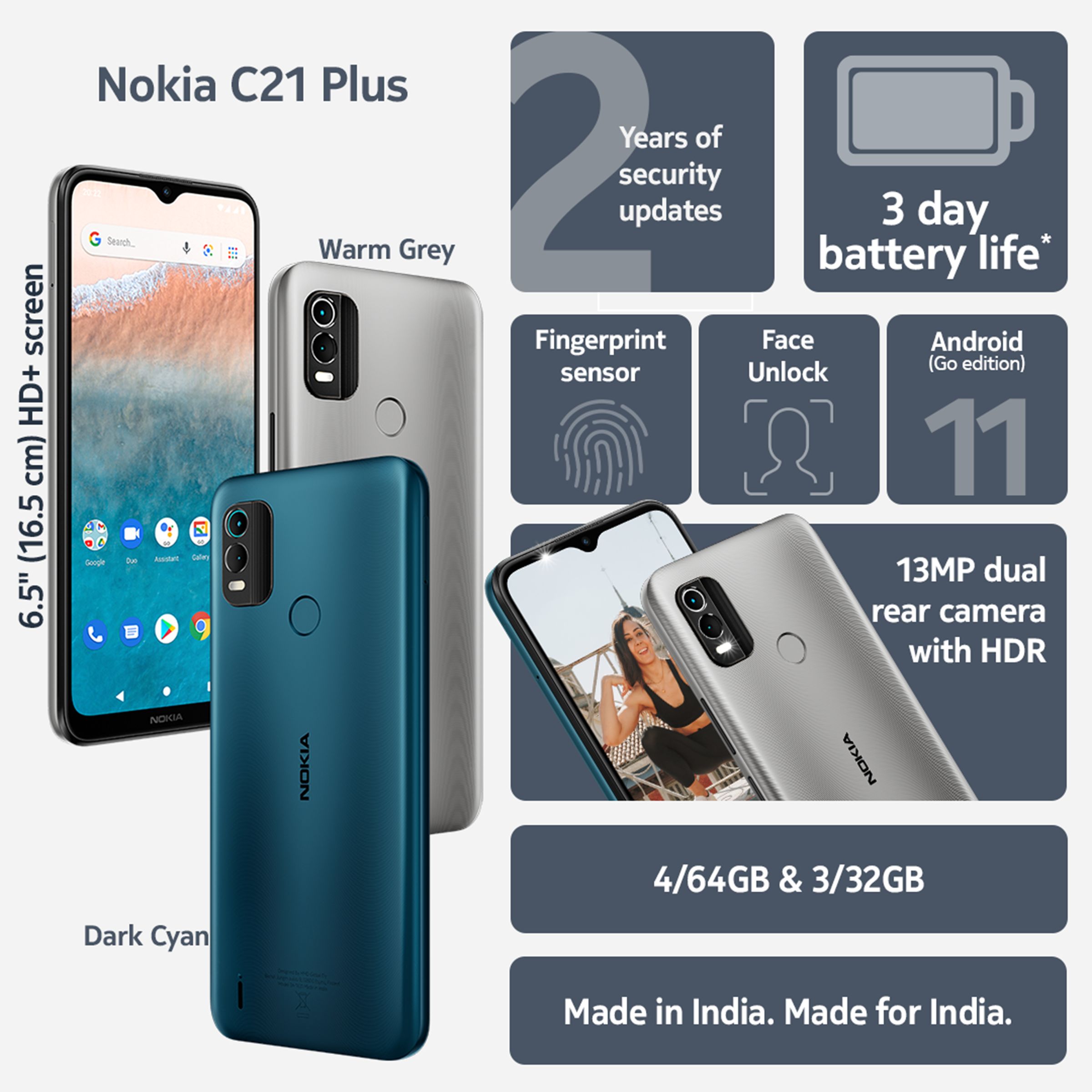 NOKIA C21 Plus (32GB ROM, 3GB RAM, TA-1433, Dark Cyan) NOKIA C21 Plus (32GB ROM, 3GB RAM, TA-1433, Dark Cyan)_7