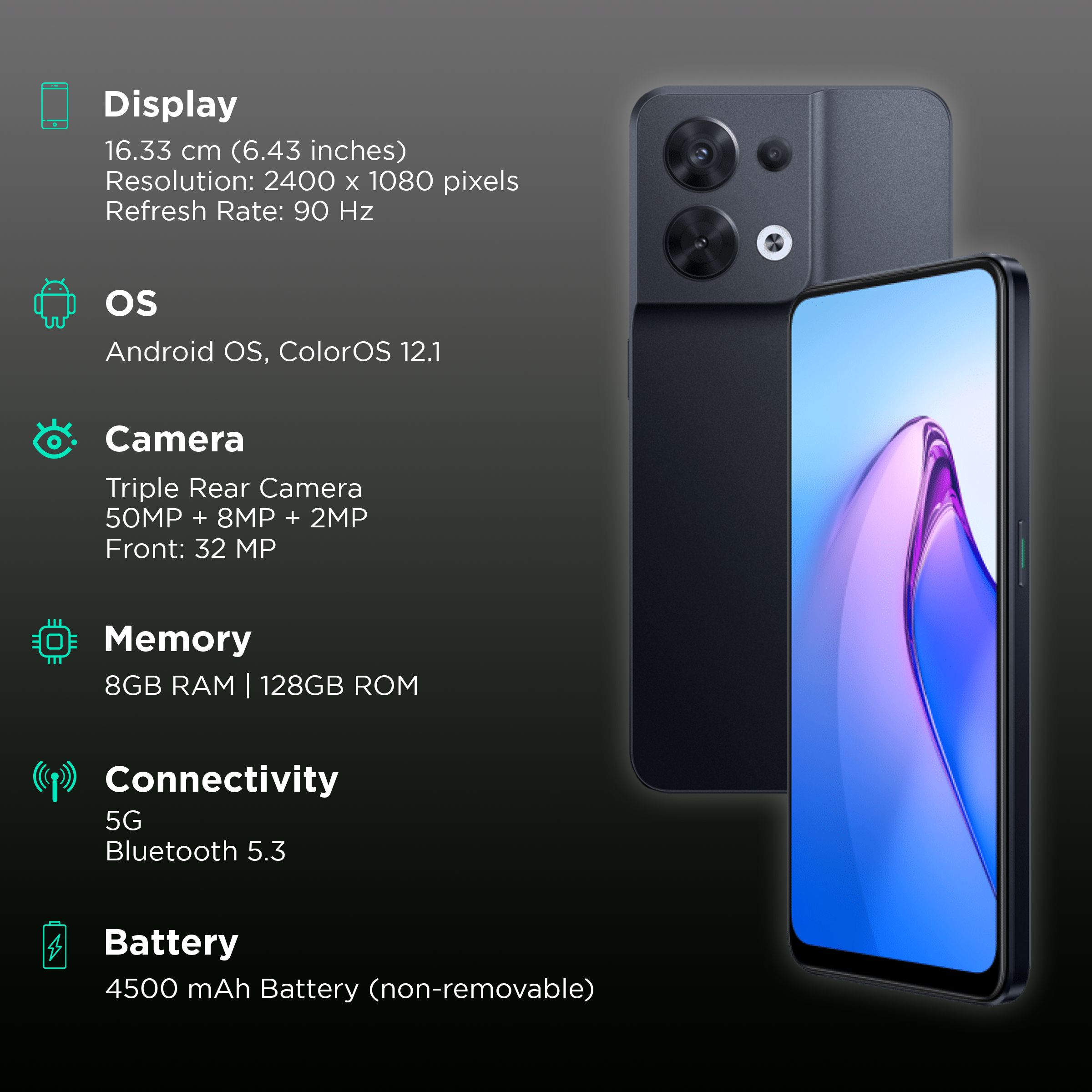oppo Reno 8 5G (8GB RAM, 128GB, Shimmer Black) oppo Reno 8 5G (8GB RAM, 128GB, Shimmer Black)_3