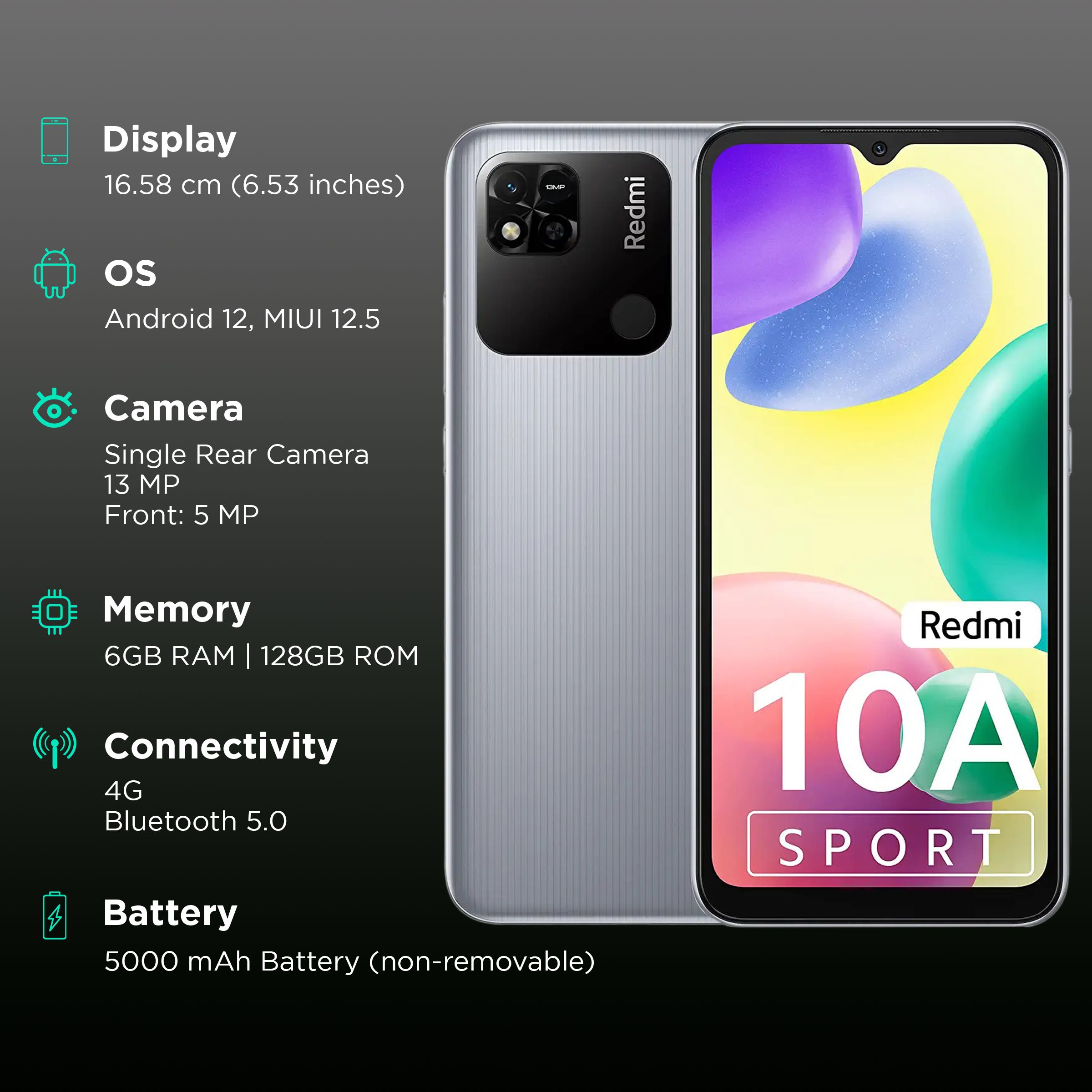 Redmi 10A Sport (6GB RAM, 128GB, Slate Grey) Redmi 10A Sport (6GB RAM, 128GB, Slate Grey)_3