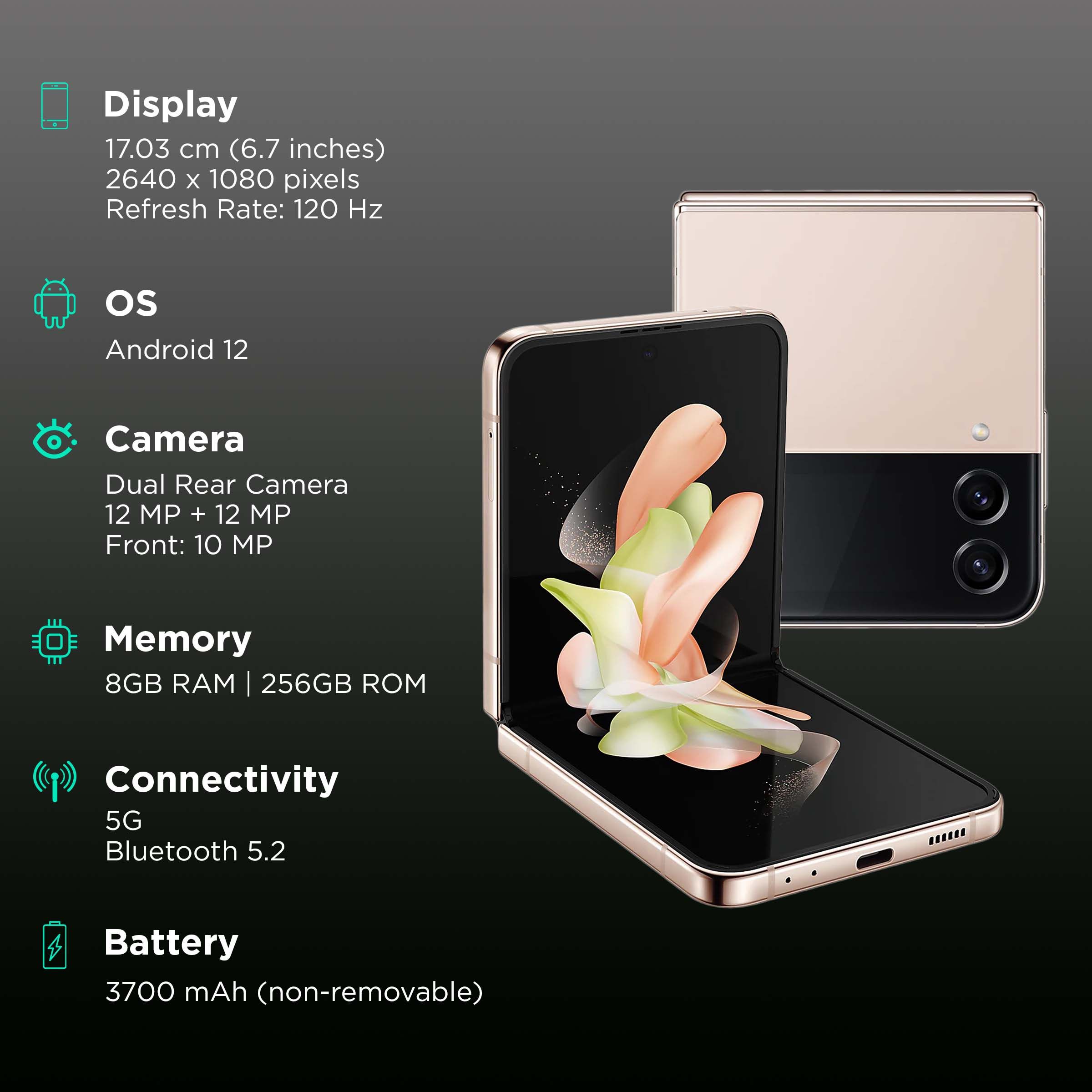 SAMSUNG Galaxy Z Flip4 5G (8GB RAM, 256GB, Pink Gold)_3