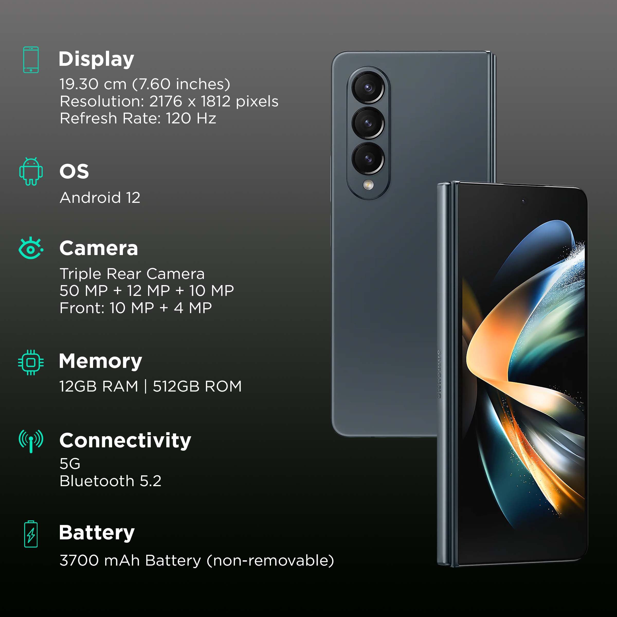 SAMSUNG Galaxy Z Fold4 5G (12GB RAM, 512GB, Gray Green)_3