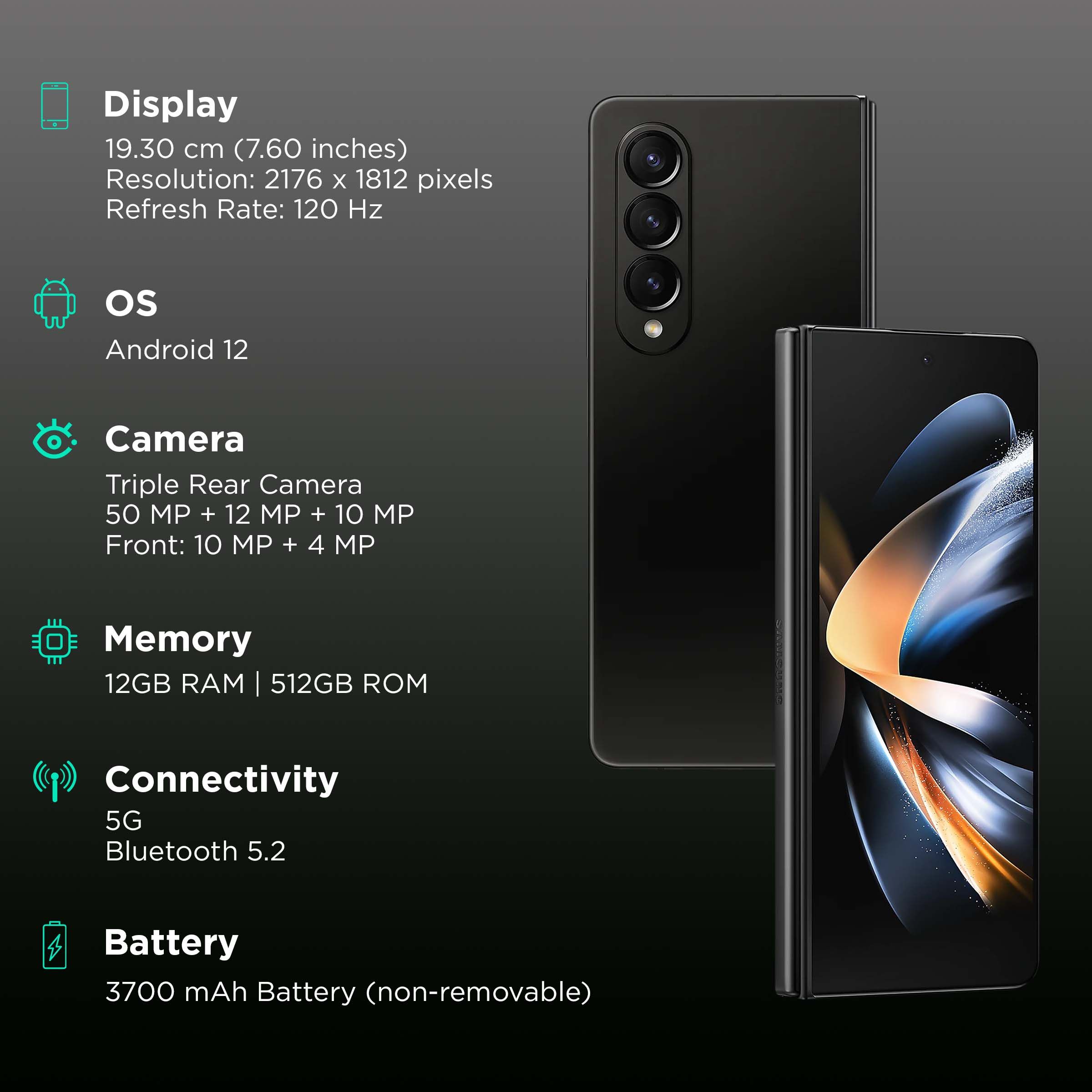 SAMSUNG Galaxy Z Fold4 5G (12GB RAM, 512GB, Phantom Black)_3