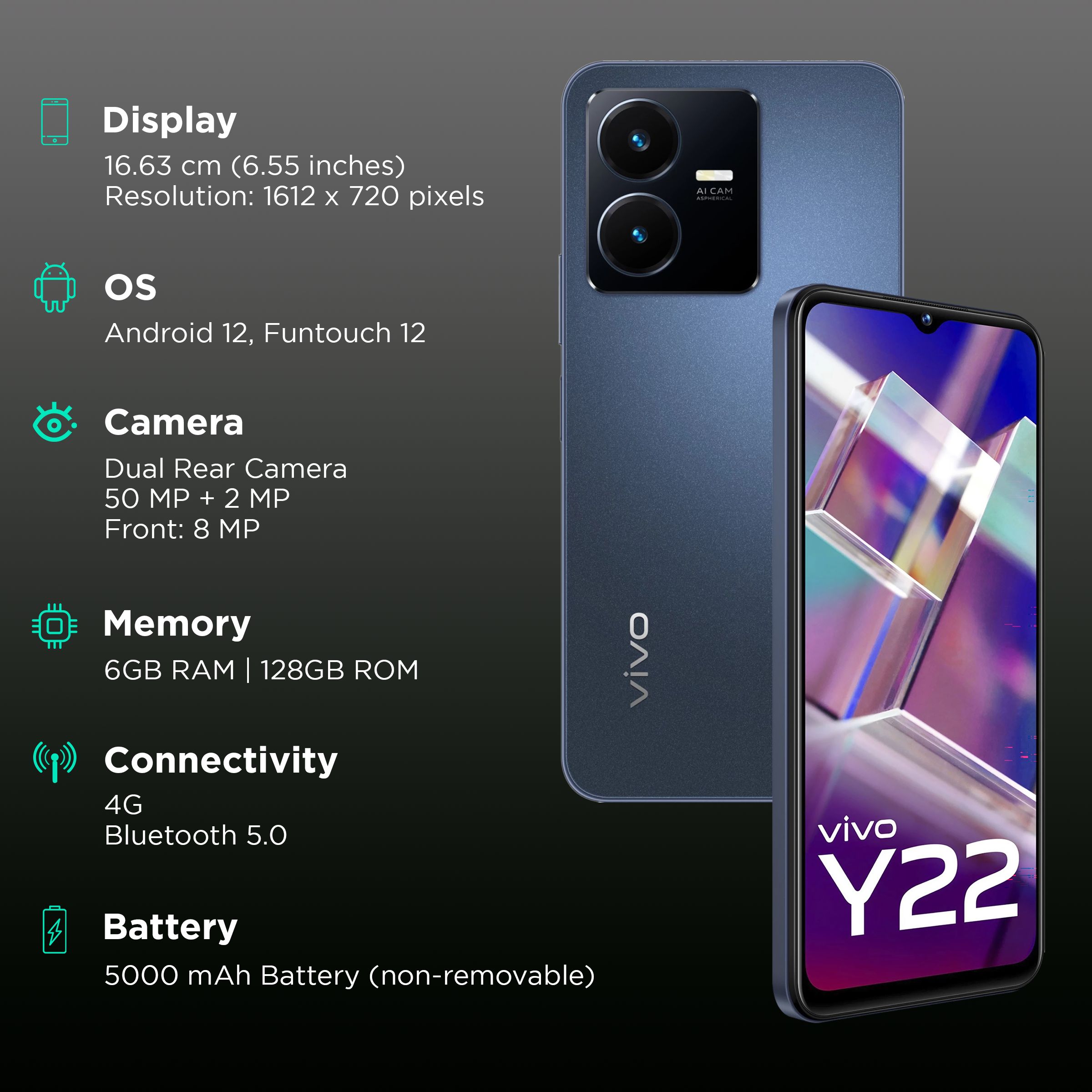 vivo Y22 (6GB RAM, 128GB, Starlit Blue)_3