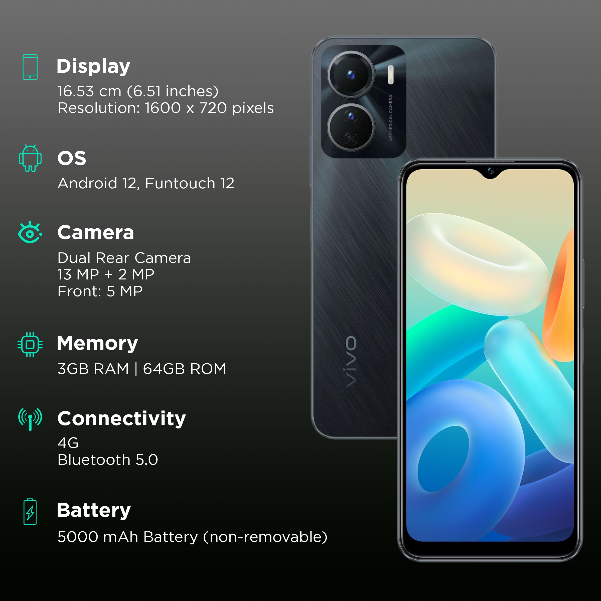 vivo Y16 (3GB RAM, 64GB, Stellar Black)_3