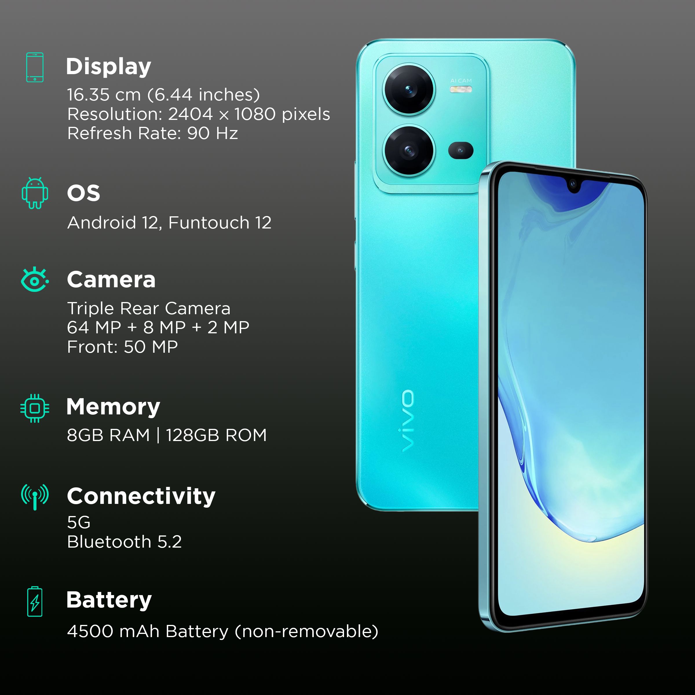 vivo V25 5G (8GB RAM, 128GB, Surfing Blue)_3