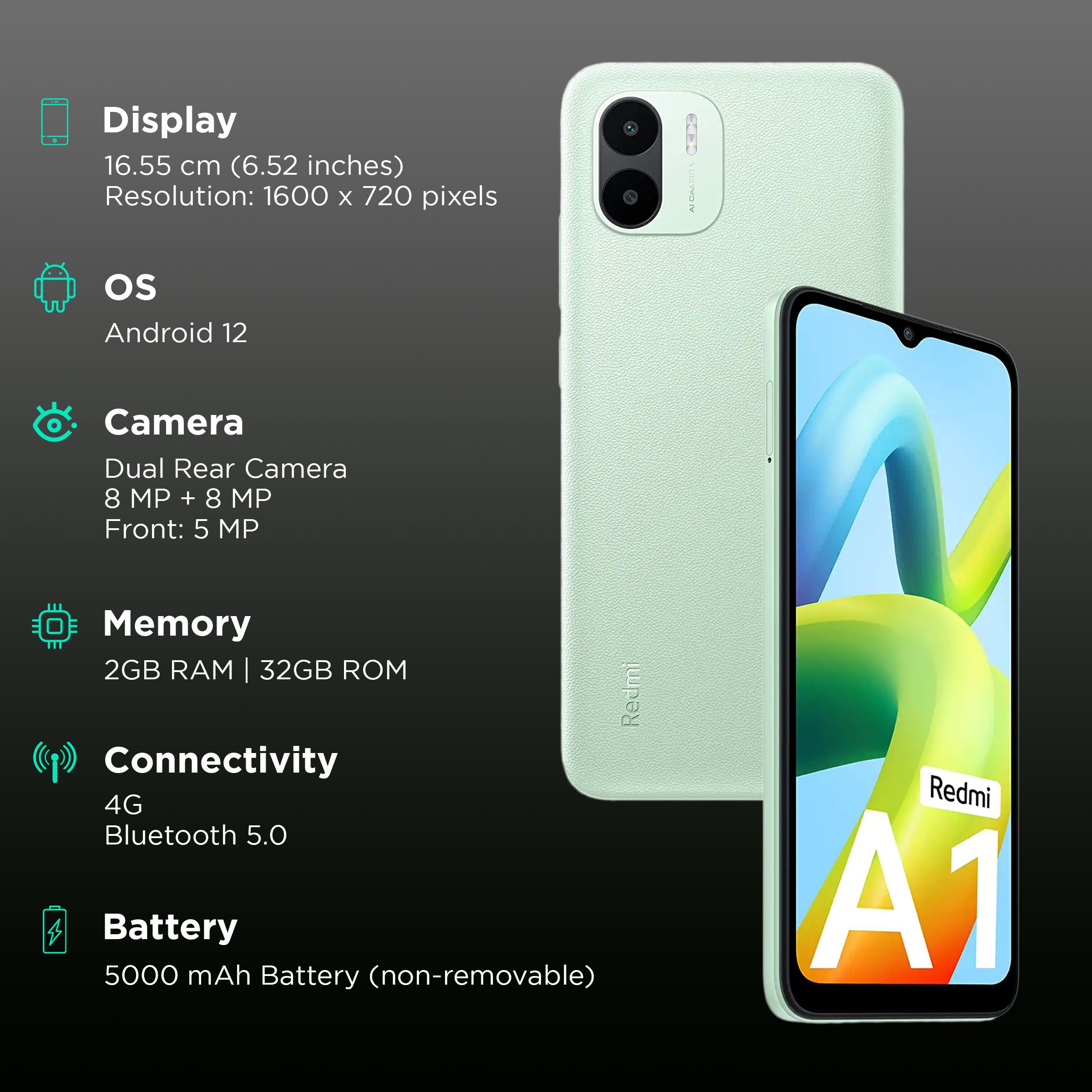 Redmi A1 (2GB RAM, 32GB, Light Green) Redmi A1 (2GB RAM, 32GB, Light Green)_3