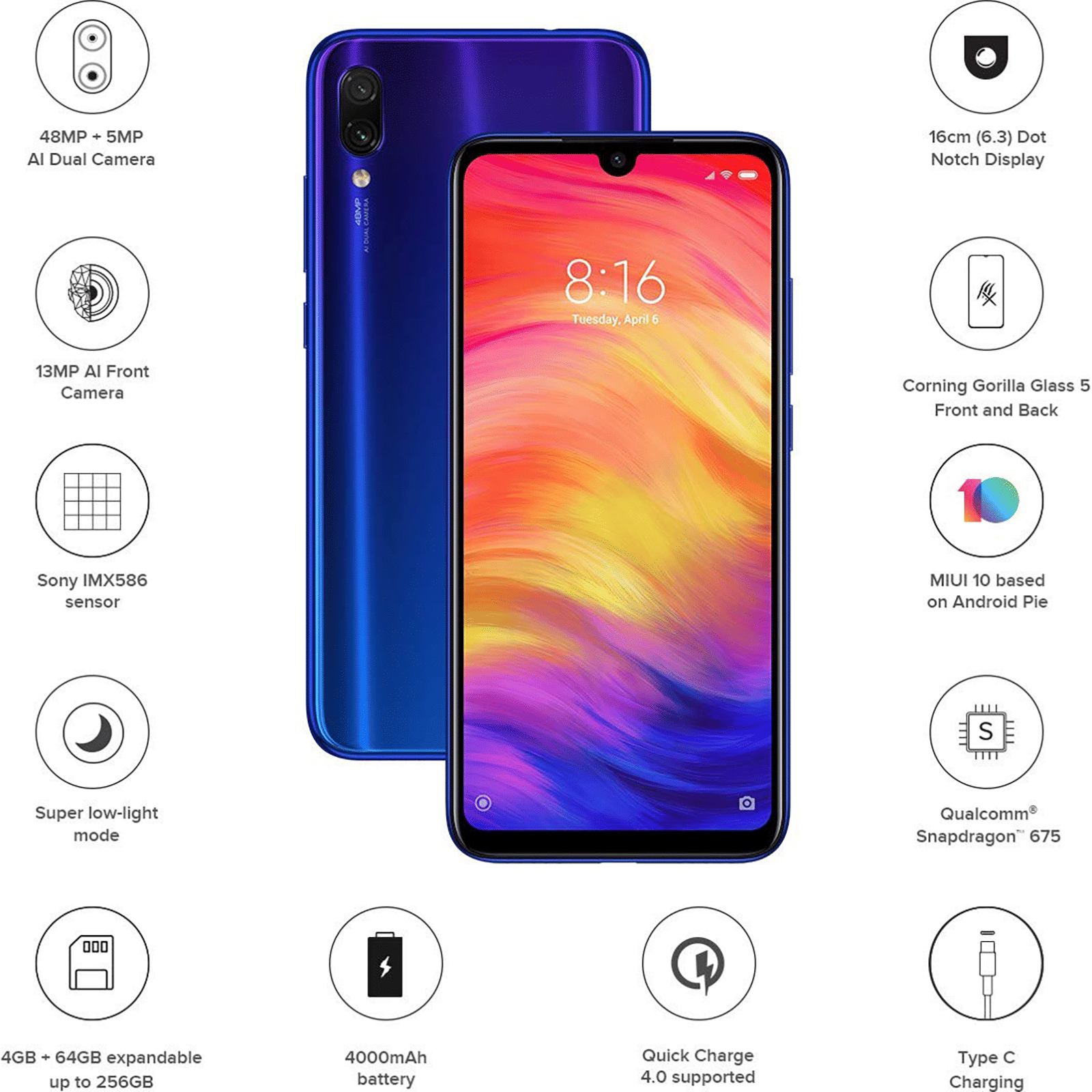 Refurbished Redmi Note 7 Pro (6GB RAM, 128GB ROM, Neptune Blue)_12