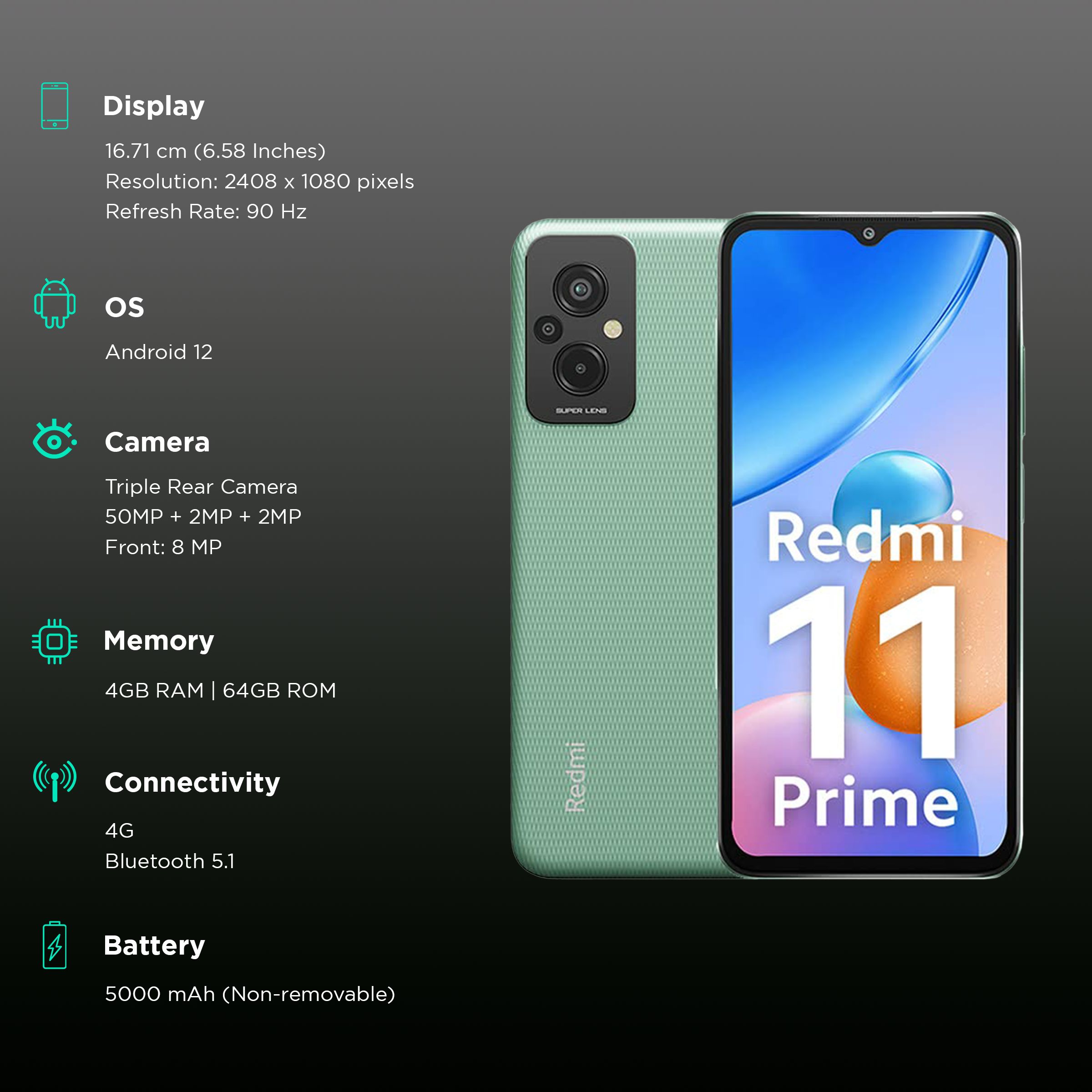 Redmi 11 Prime (4GB RAM, 64GB, Playful Green) Redmi 11 Prime (4GB RAM, 64GB, Playful Green)_3