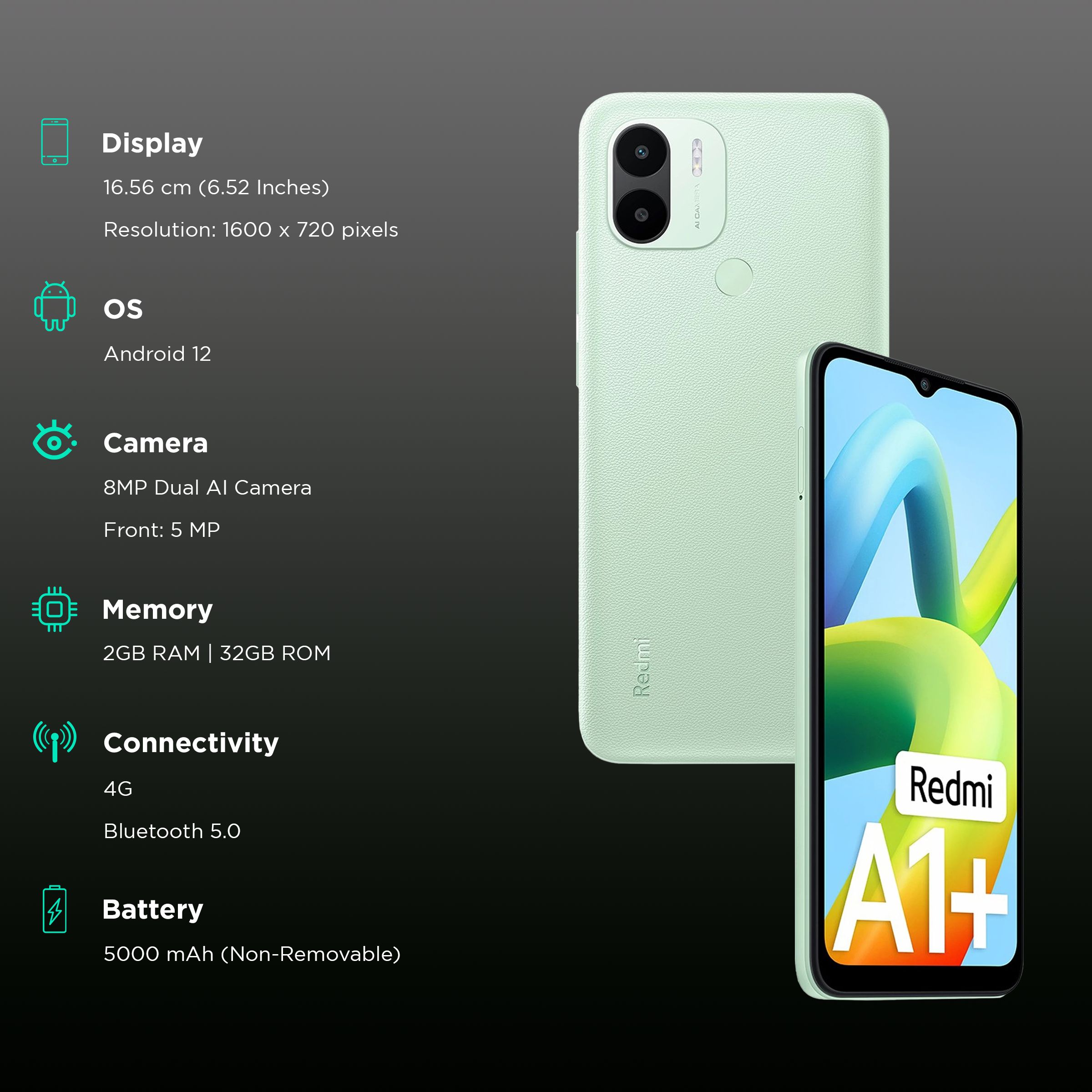 Redmi A1+ (2GB RAM, 32GB, Light Green) Redmi A1+ (2GB RAM, 32GB, Light Green)_3