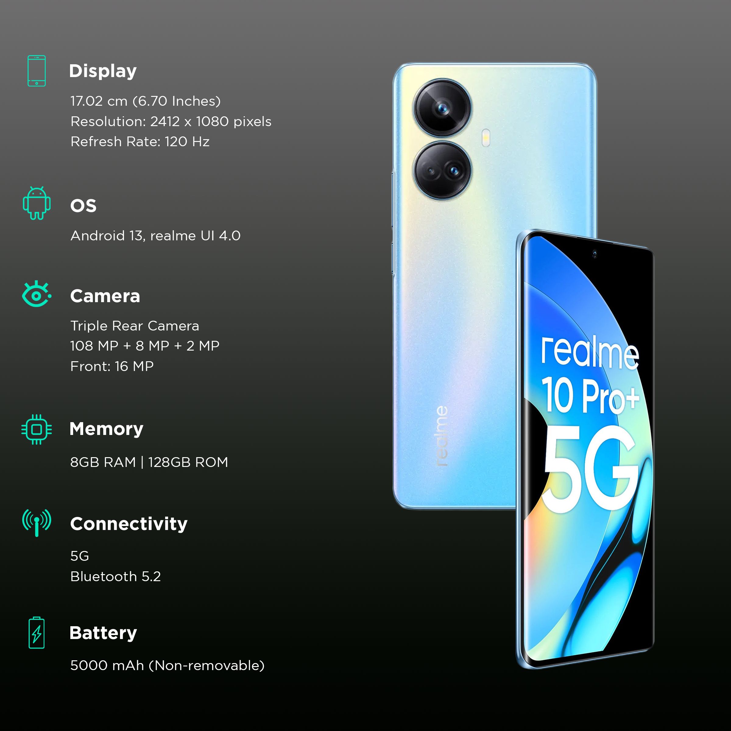 realme 10 Pro+ 5G (8GB RAM, 128GB, Nebula Blue) realme 10 Pro+ 5G (8GB RAM, 128GB, Nebula Blue)_3
