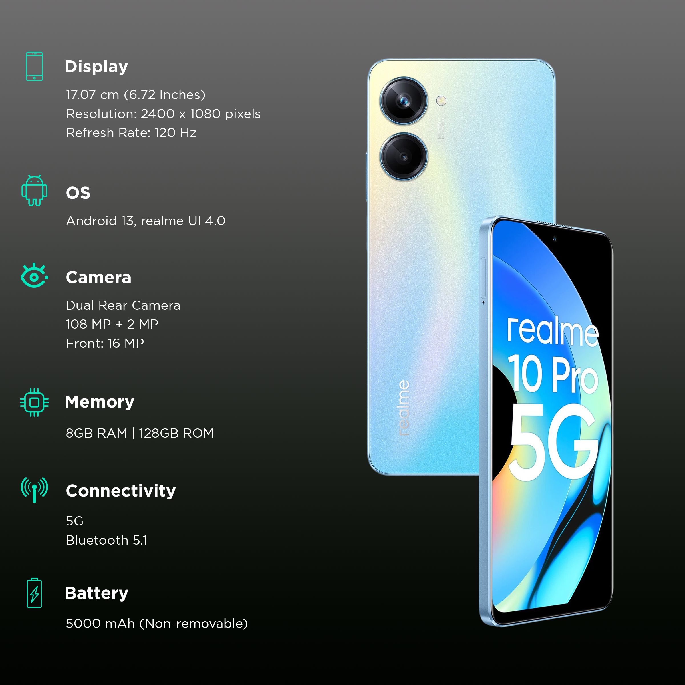 realme 10 Pro 5G (8GB RAM, 128GB, Nebula Blue) realme 10 Pro 5G (8GB RAM, 128GB, Nebula Blue)_3