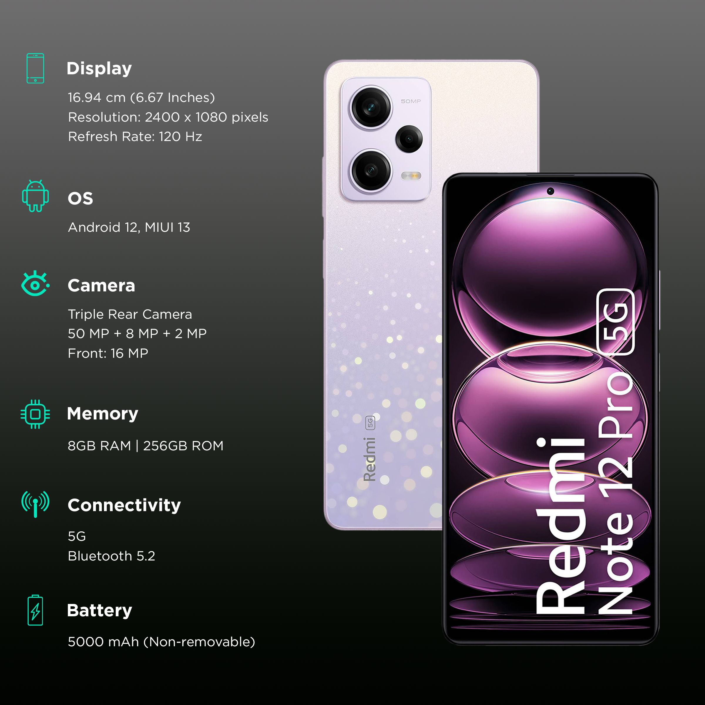 Redmi Note 12 Pro 5G (8GB RAM, 256GB, Stardust Purple) Redmi Note 12 Pro 5G (8GB RAM, 256GB, Stardust Purple)_3