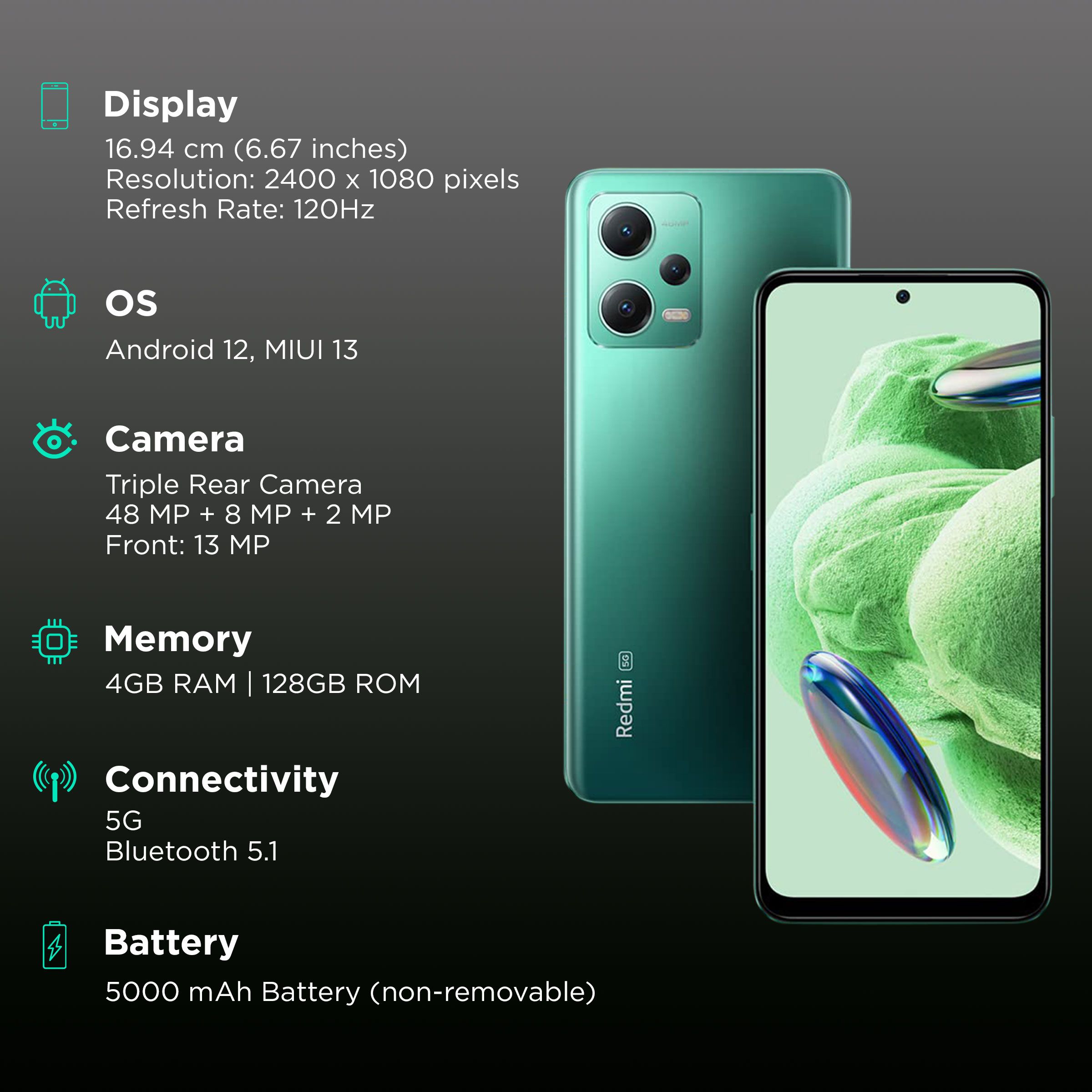 Redmi Note 12 5G (4GB RAM, 128GB, Frosted Green) Redmi Note 12 5G (4GB RAM, 128GB, Frosted Green)_3