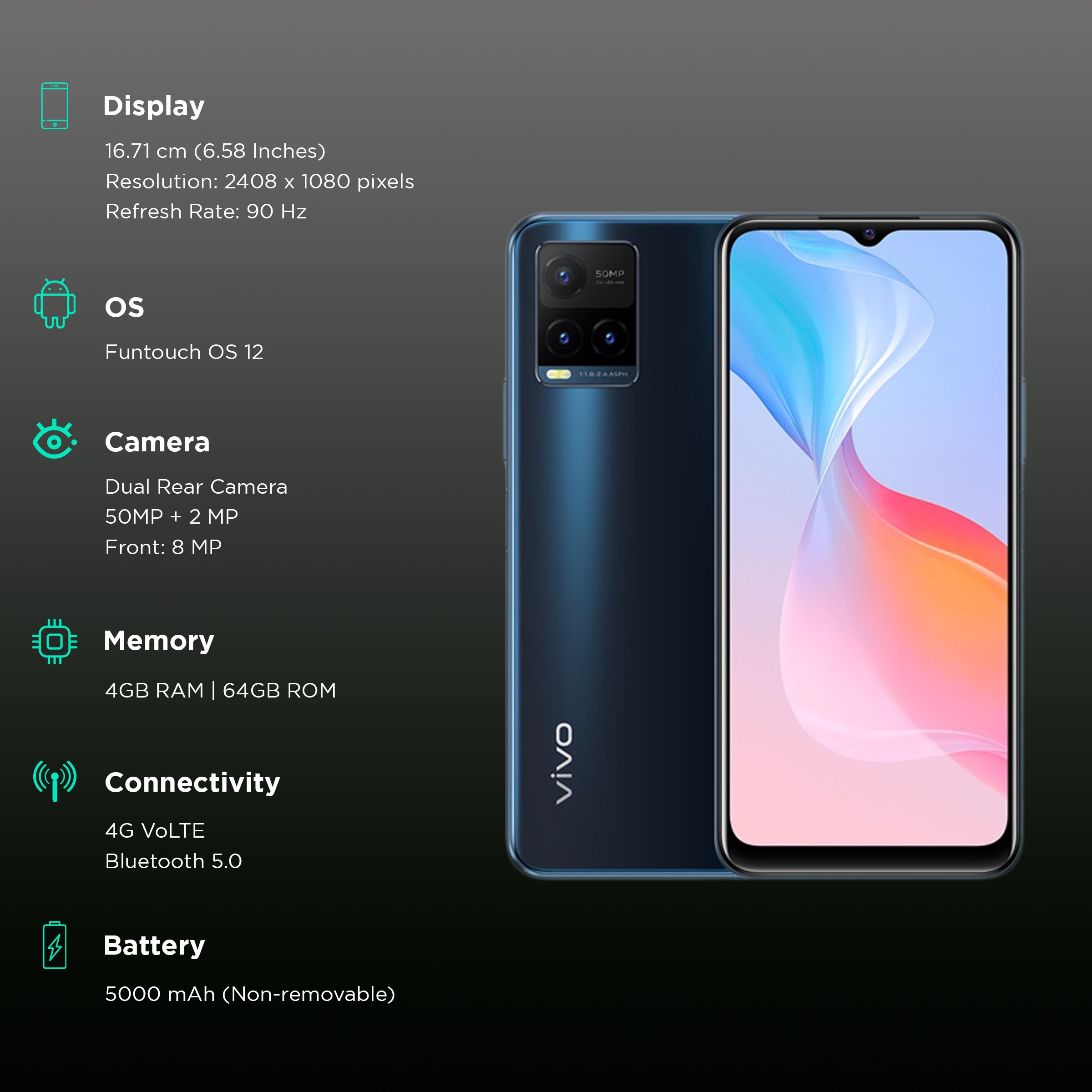 vivo T1x (4GB RAM, 64GB, Midnight Blue)_3
