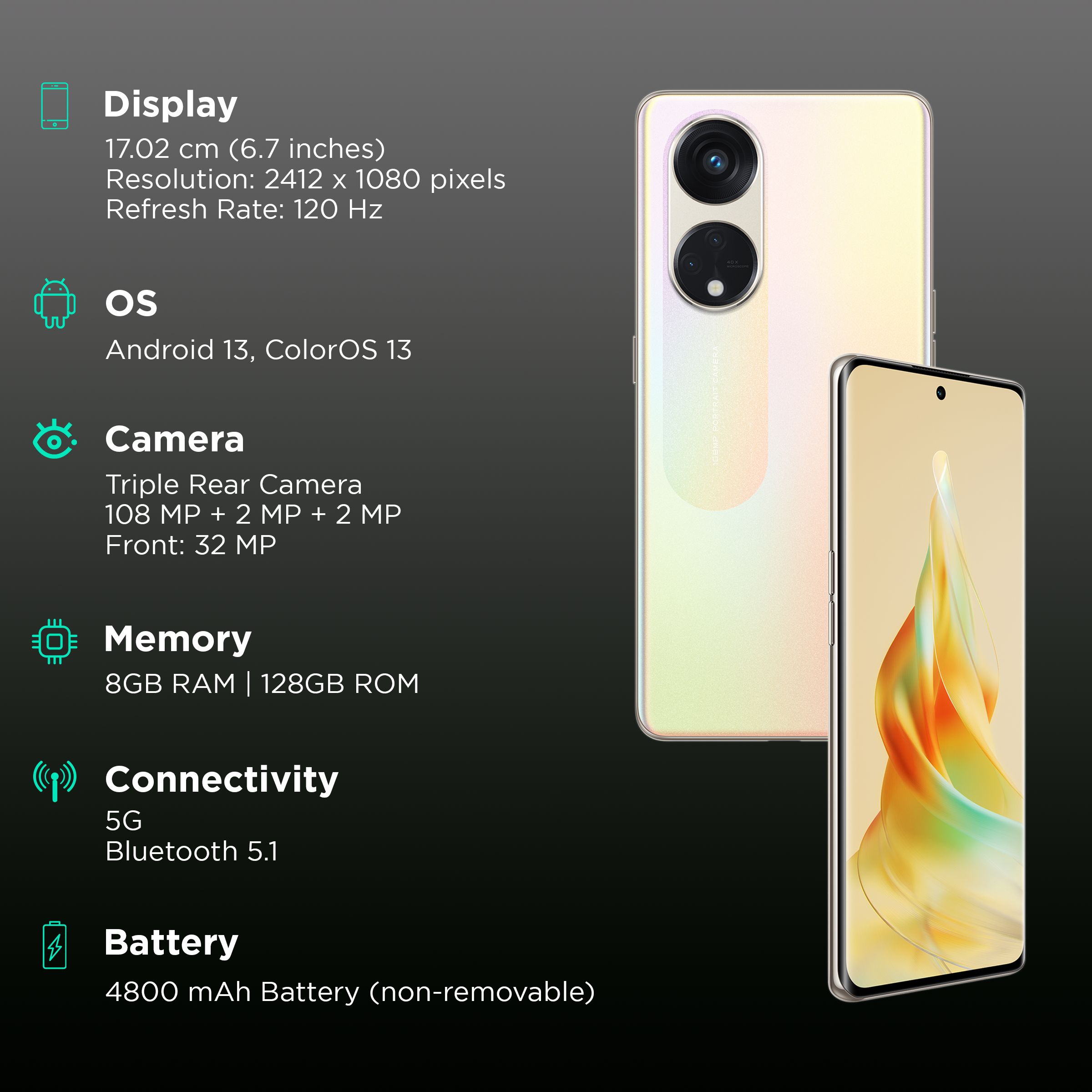 oppo Reno 8T 5G (8GB RAM, 128GB, Sunrise Gold) oppo Reno 8T 5G (8GB RAM, 128GB, Sunrise Gold)_3