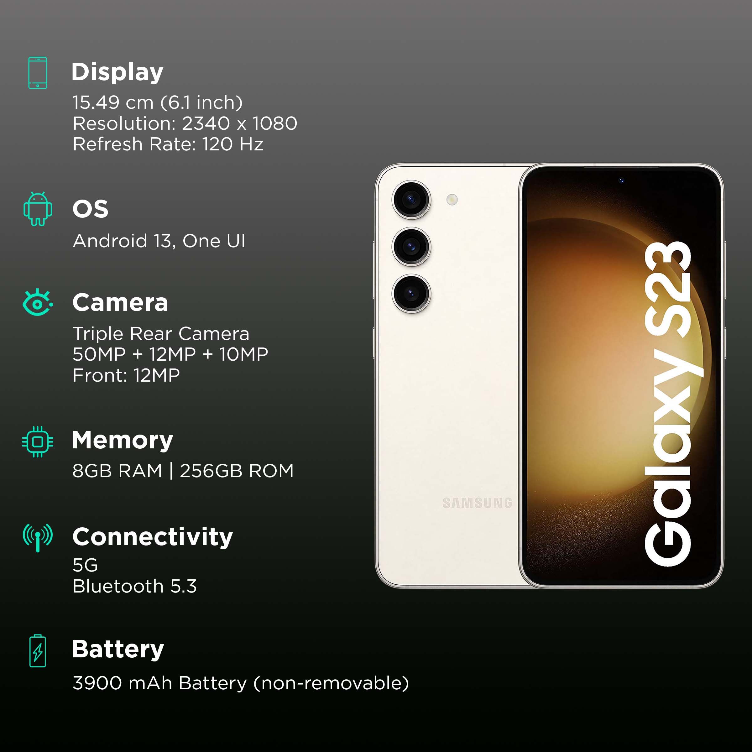SAMSUNG Galaxy S23 5G (8GB RAM, 256GB, Cream)_3