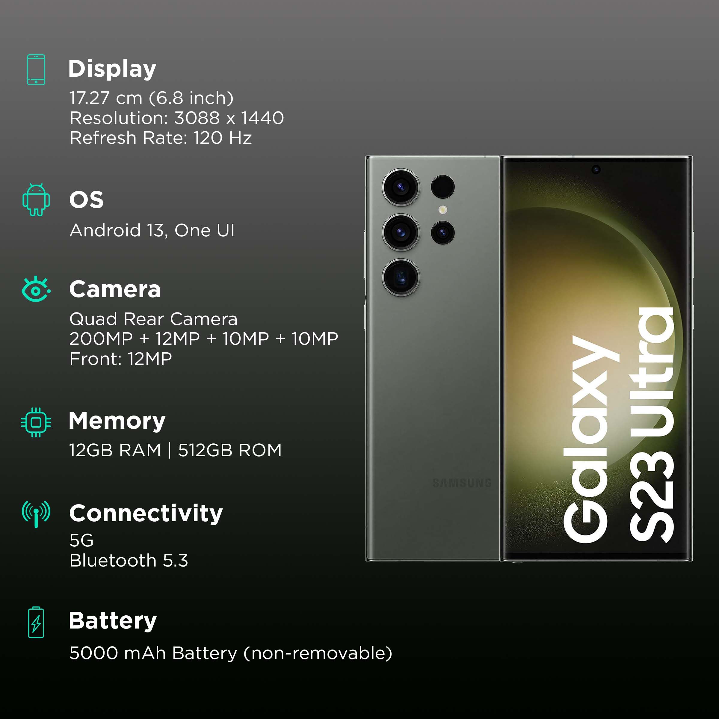 SAMSUNG Galaxy S23 Ultra 5G (12GB RAM, 512GB, Green)_3