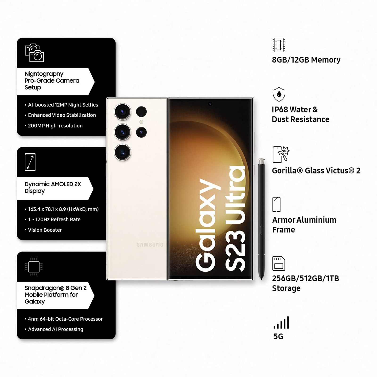 SAMSUNG Galaxy S23 Ultra 5G (12GB RAM, 512GB, Cream)_5