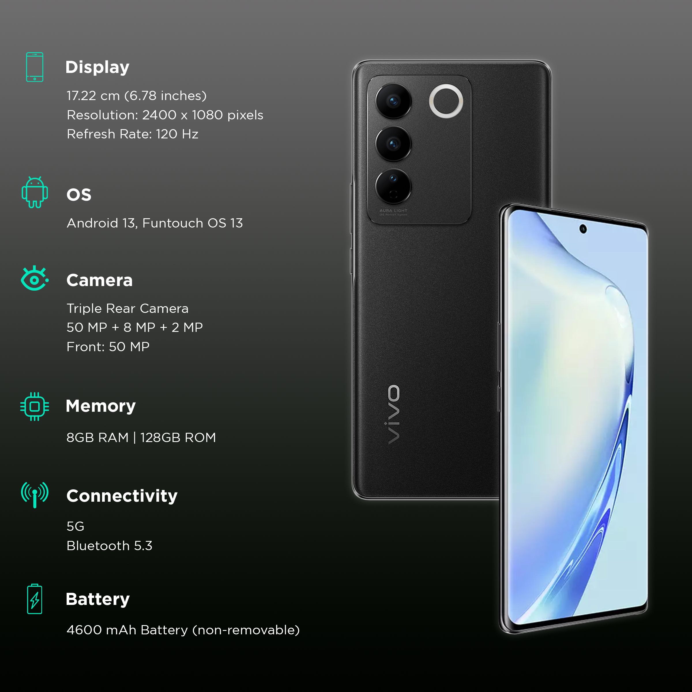 vivo V27 Pro 5G (8GB RAM, 128GB, Noble Black)_3