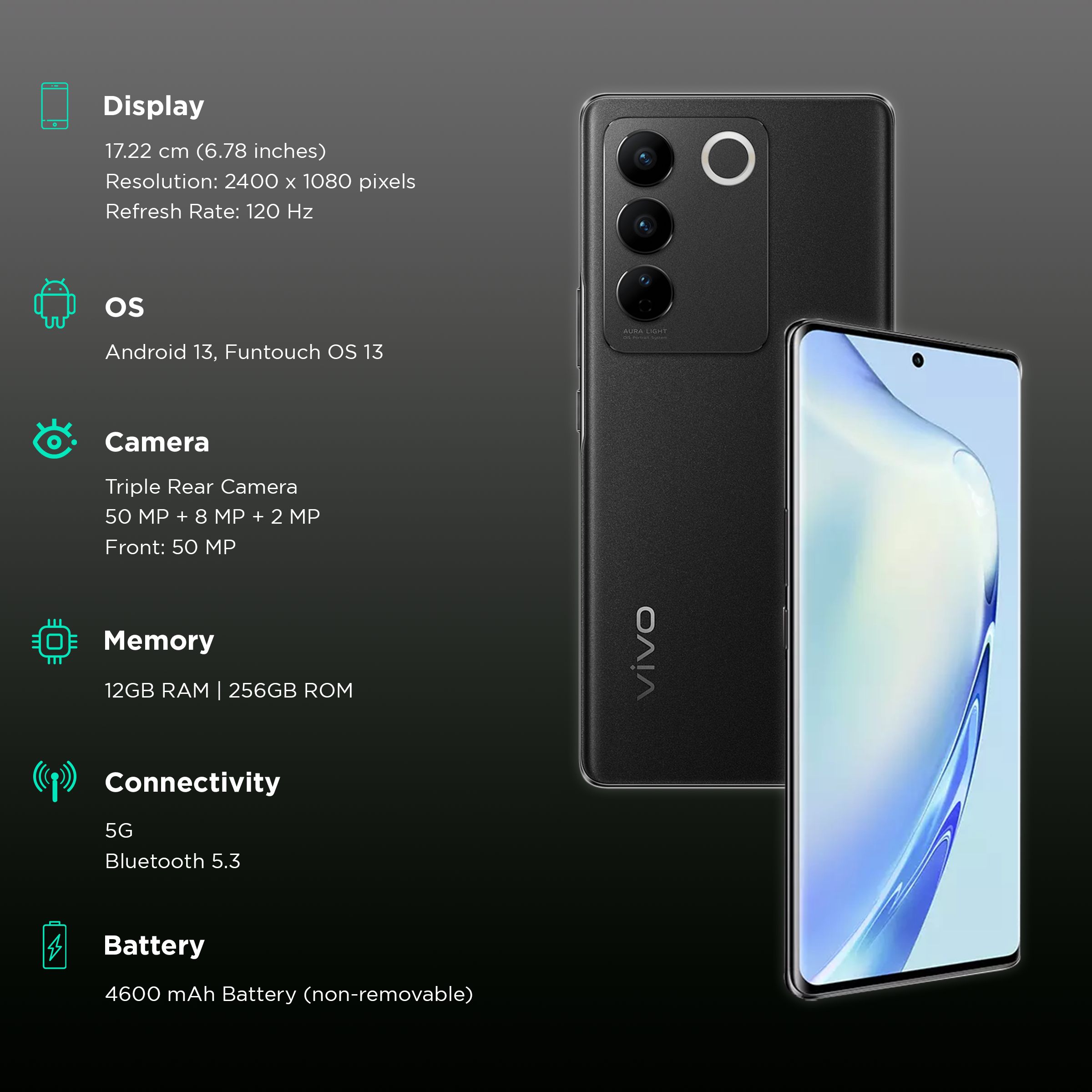 vivo V27 5G (12GB RAM, 256GB, Noble Black)_3