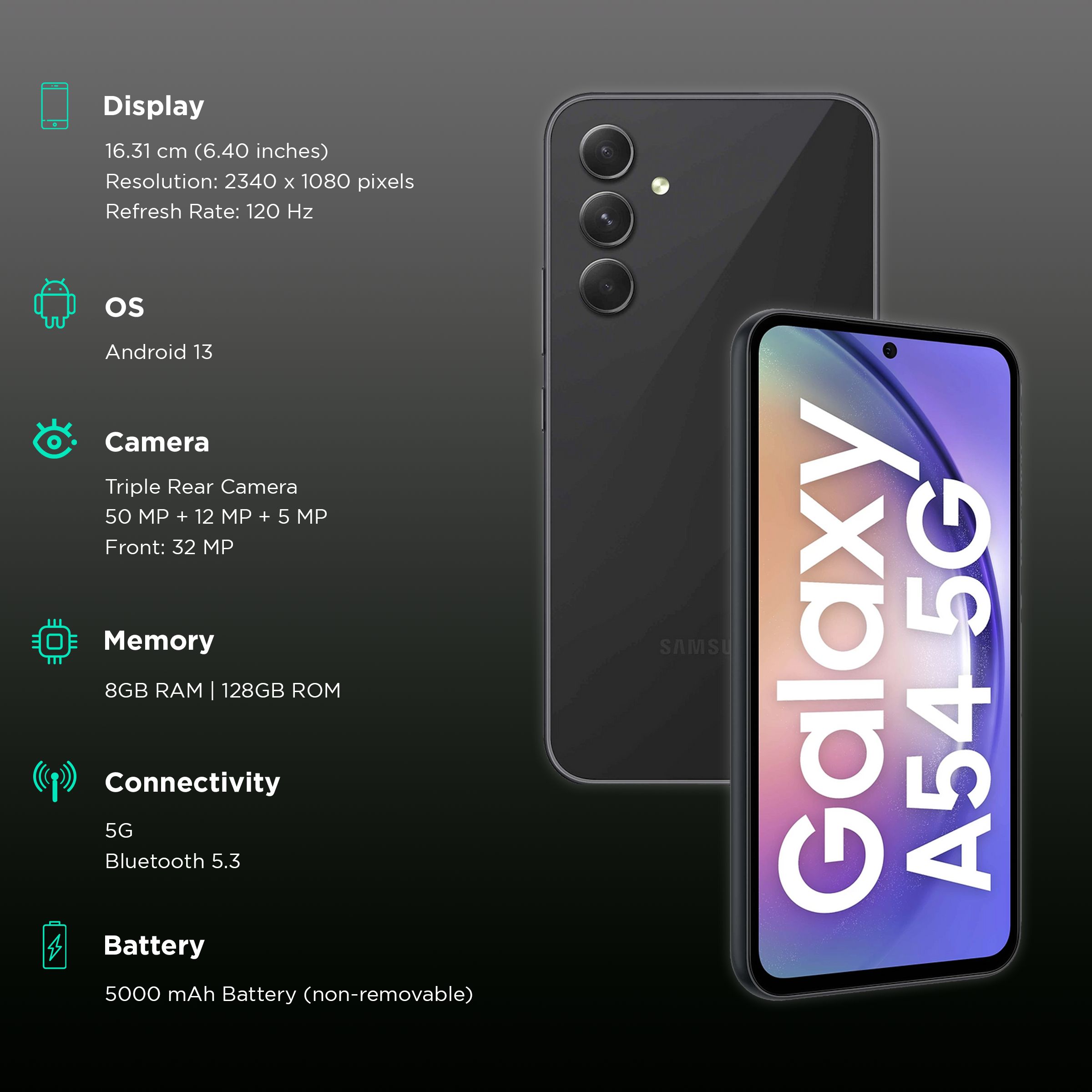SAMSUNG Galaxy A54 5G (8GB RAM, 128GB, Awesome Graphite) SAMSUNG Galaxy A54 5G (8GB RAM, 128GB, Awesome Graphite)_3