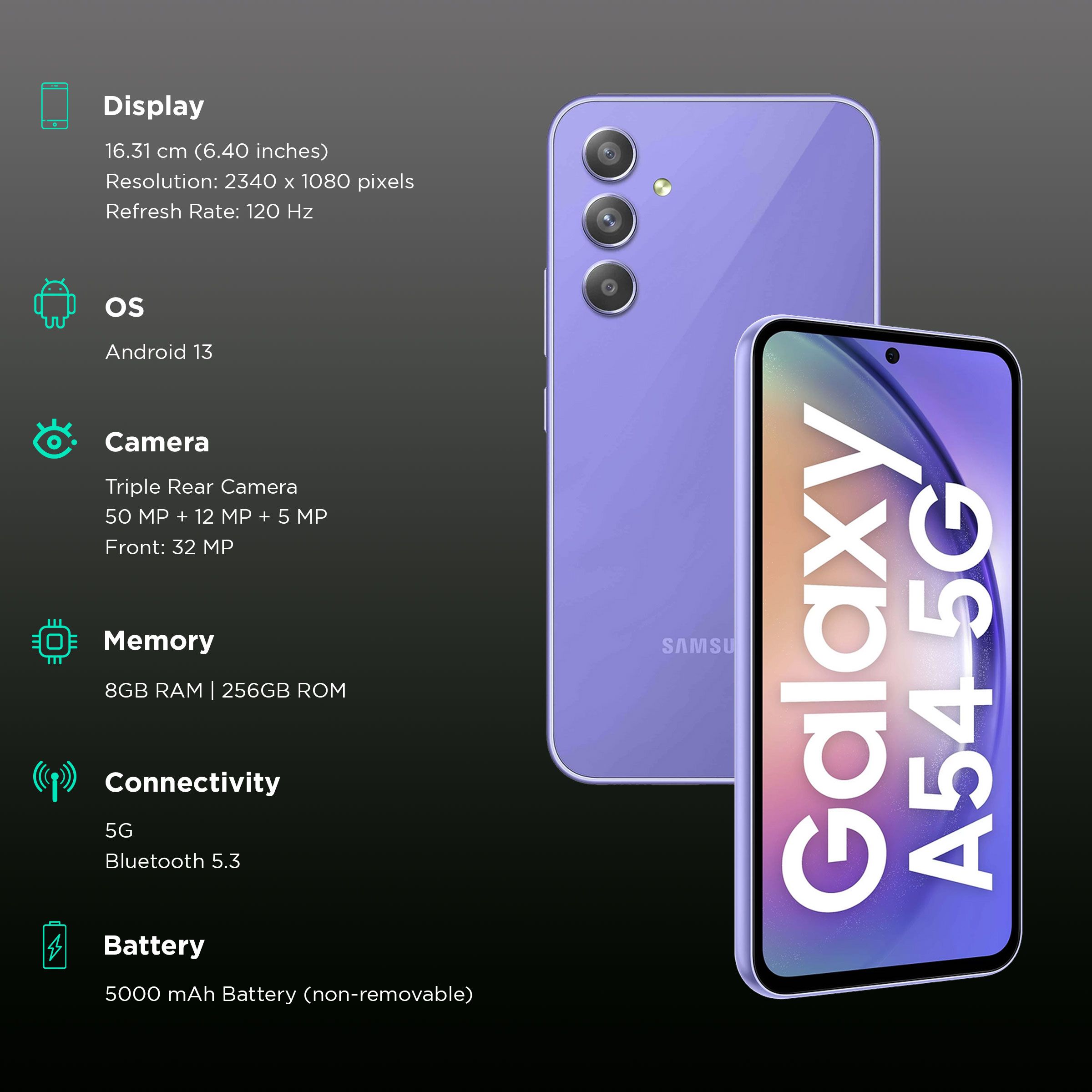 SAMSUNG Galaxy A54 5G (8GB RAM, 256GB, Awesome Violet) SAMSUNG Galaxy A54 5G (8GB RAM, 256GB, Awesome Violet)_3