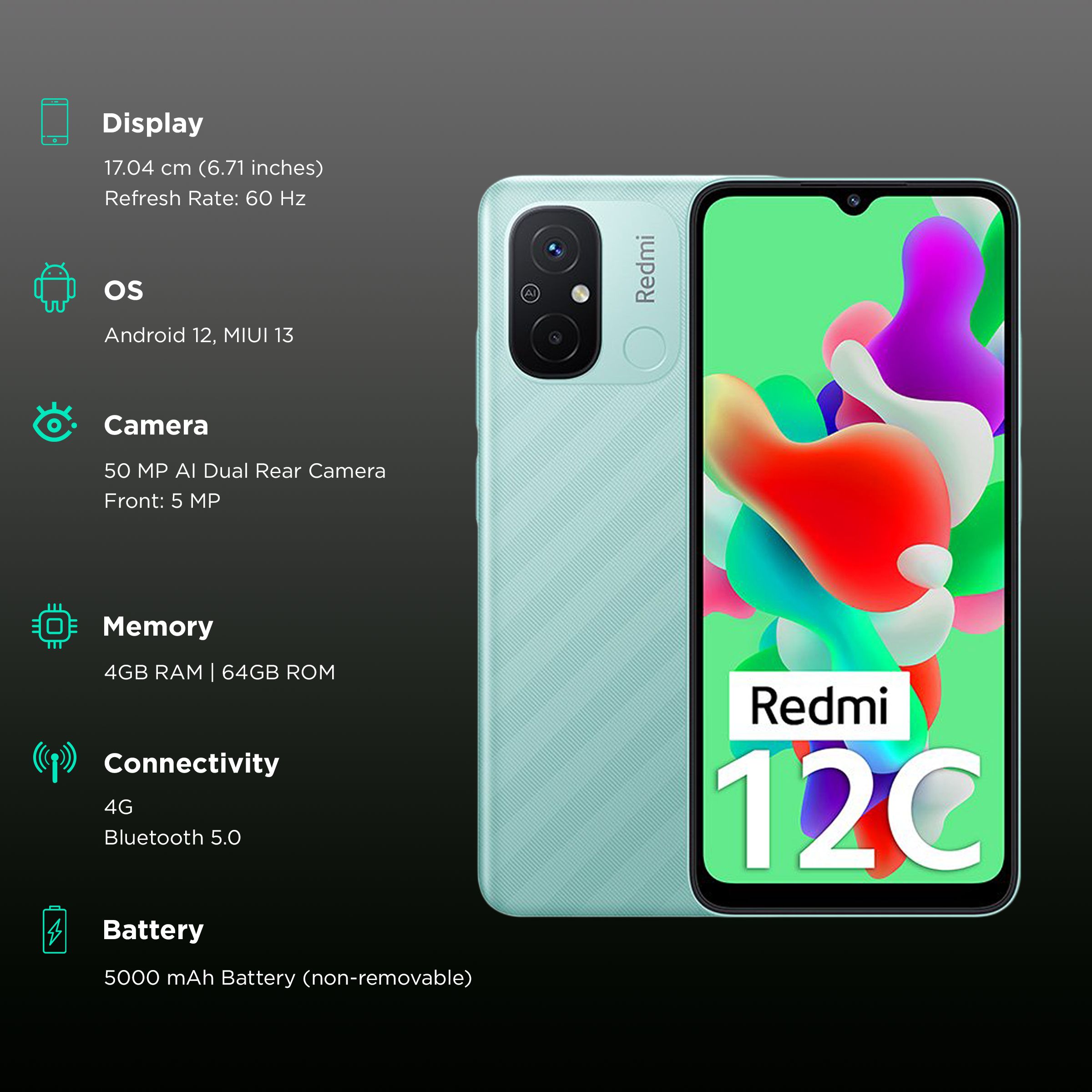 Redmi 12C (4GB RAM, 64GB, Mint Green) Redmi 12C (4GB RAM, 64GB, Mint Green)_3
