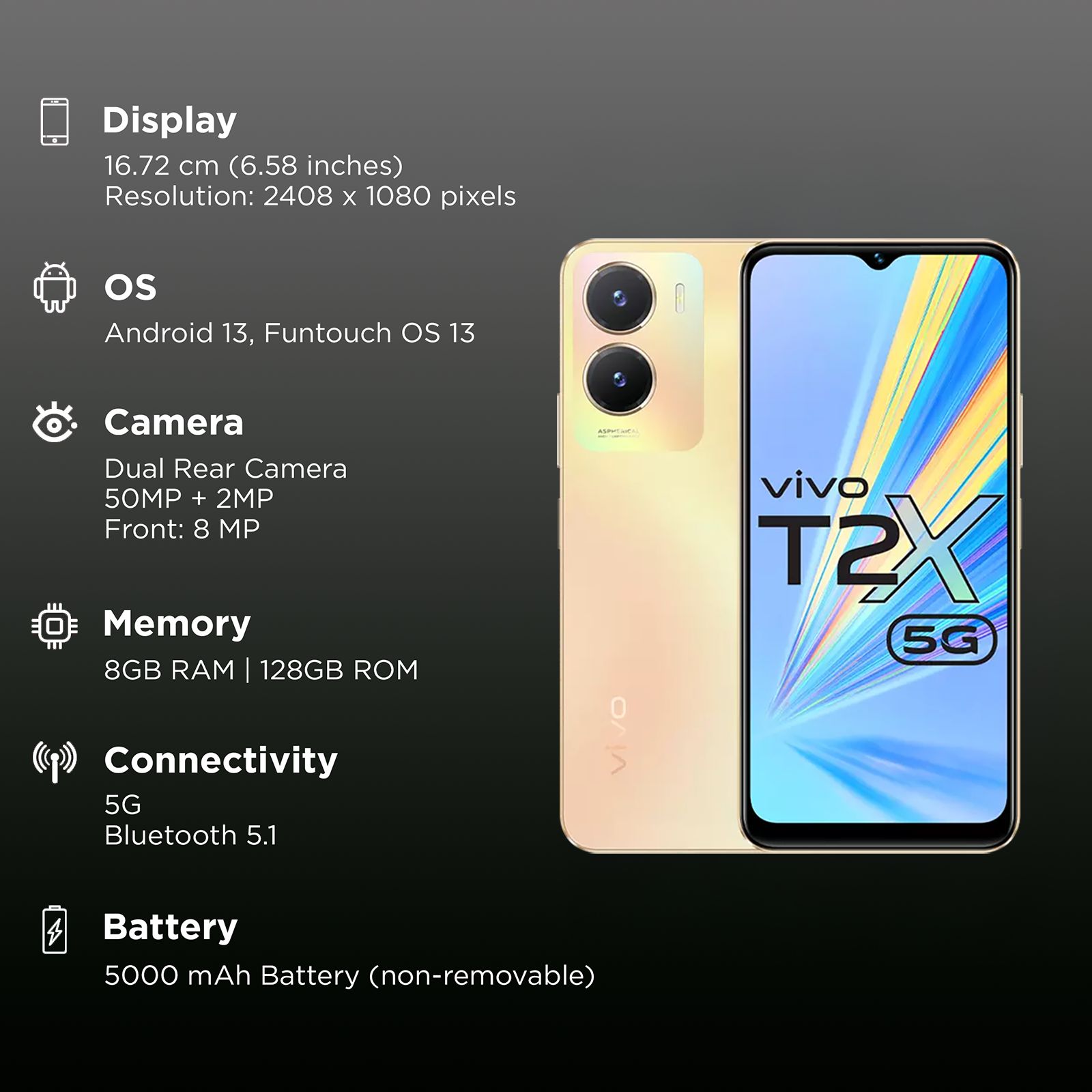 vivo T2x 5G (8GB RAM, 128GB, Aurora Gold)_3