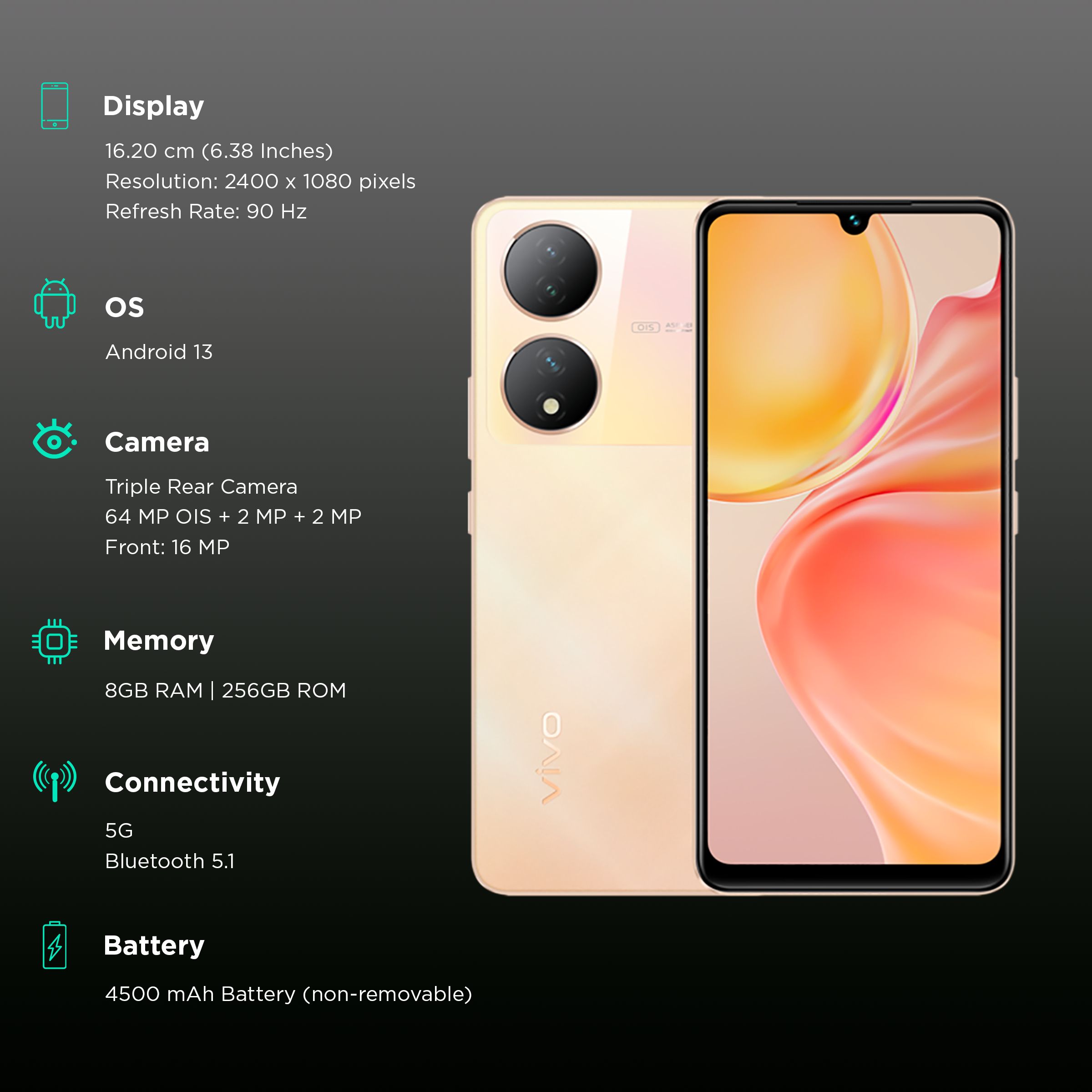 vivo Y100A 5G (8GB RAM, 256GB, Twilight Gold)_3