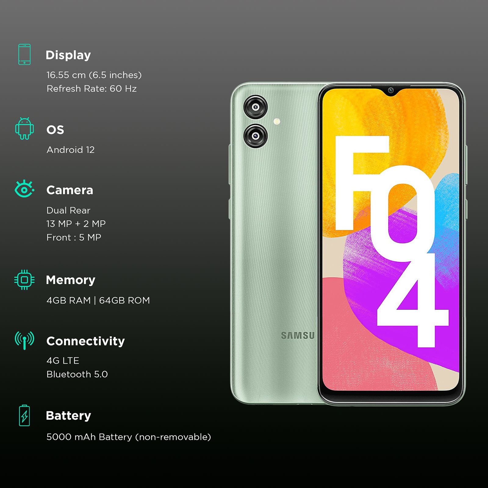 SAMSUNG Galaxy F04 (4GB RAM, 64GB, Opal Green)_3