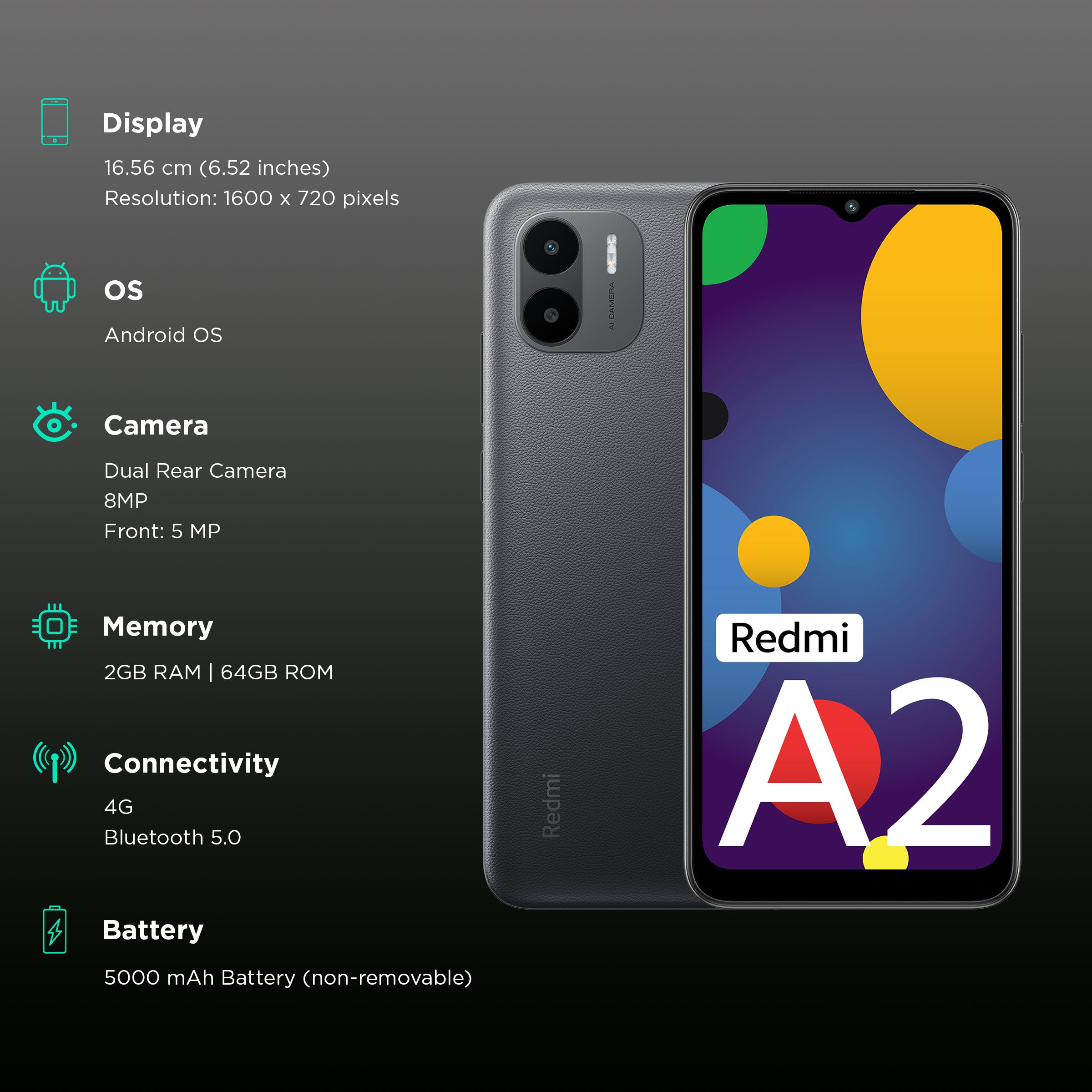 Redmi A2 (2GB RAM, 64GB, Classic Black) Redmi A2 (2GB RAM, 64GB, Classic Black)_3