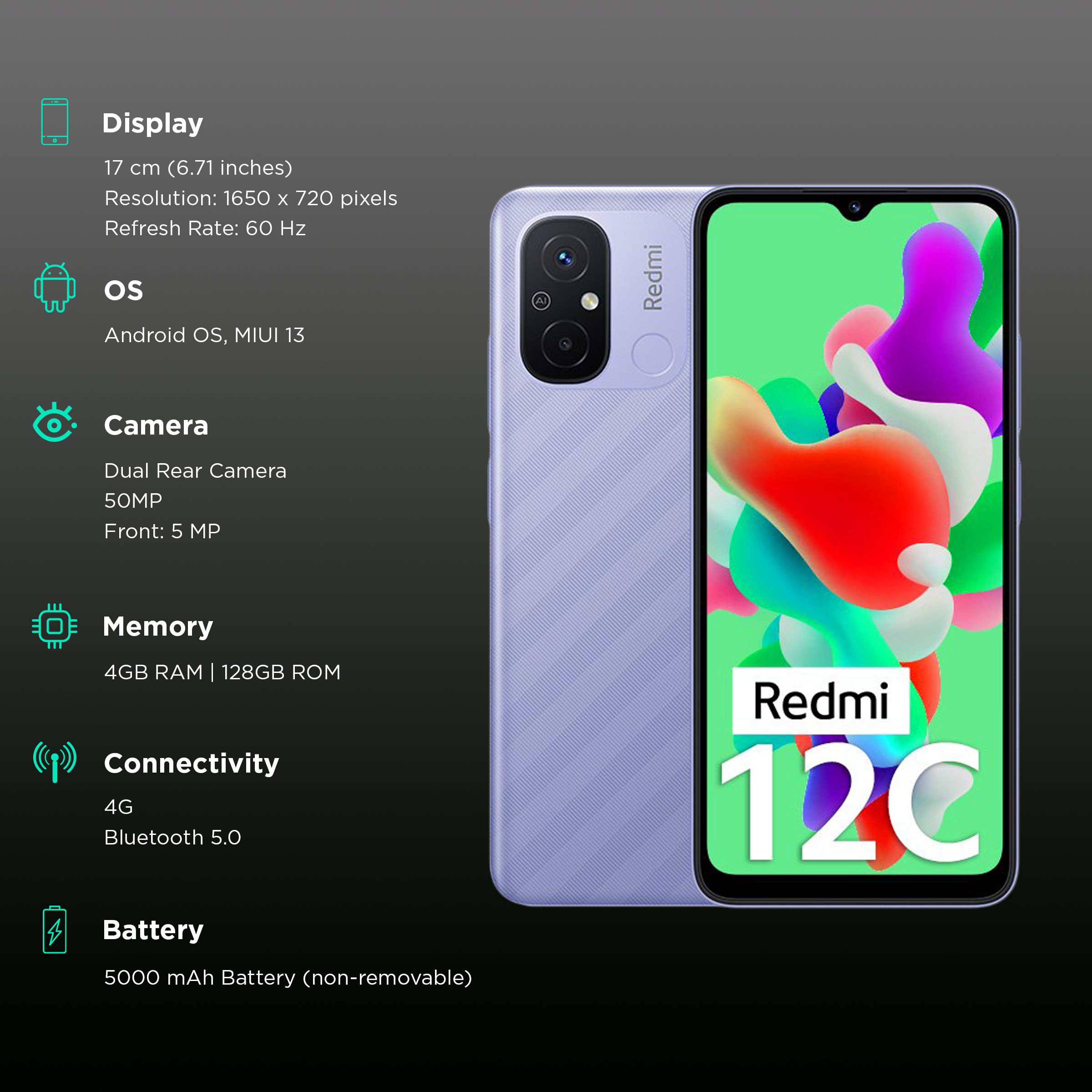 Redmi 12C (4GB RAM, 128GB, Lavender Purple) Redmi 12C (4GB RAM, 128GB, Lavender Purple)_3