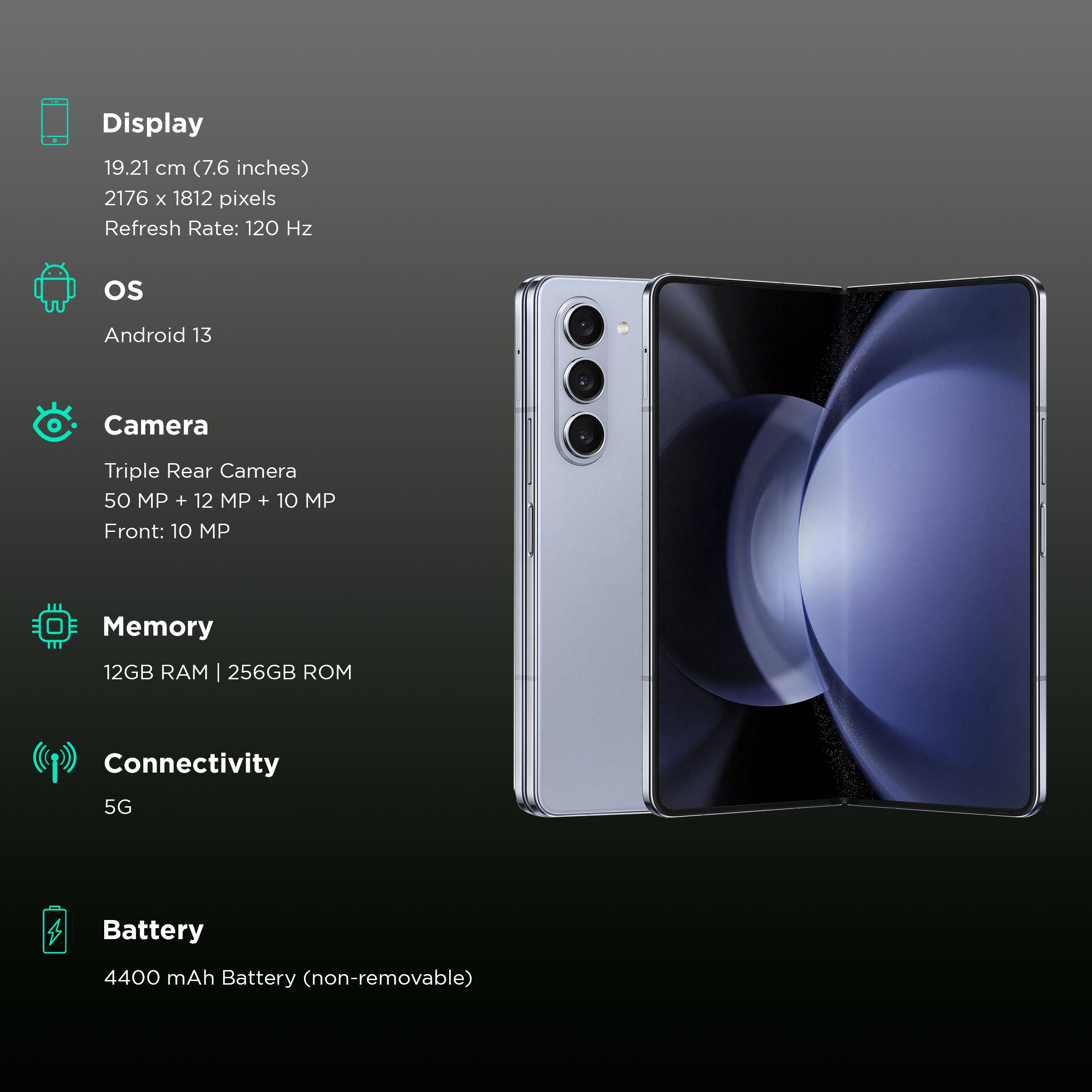 SAMSUNG Galaxy Z Fold5 5G (12GB RAM, 256GB, Icy Blue)_3