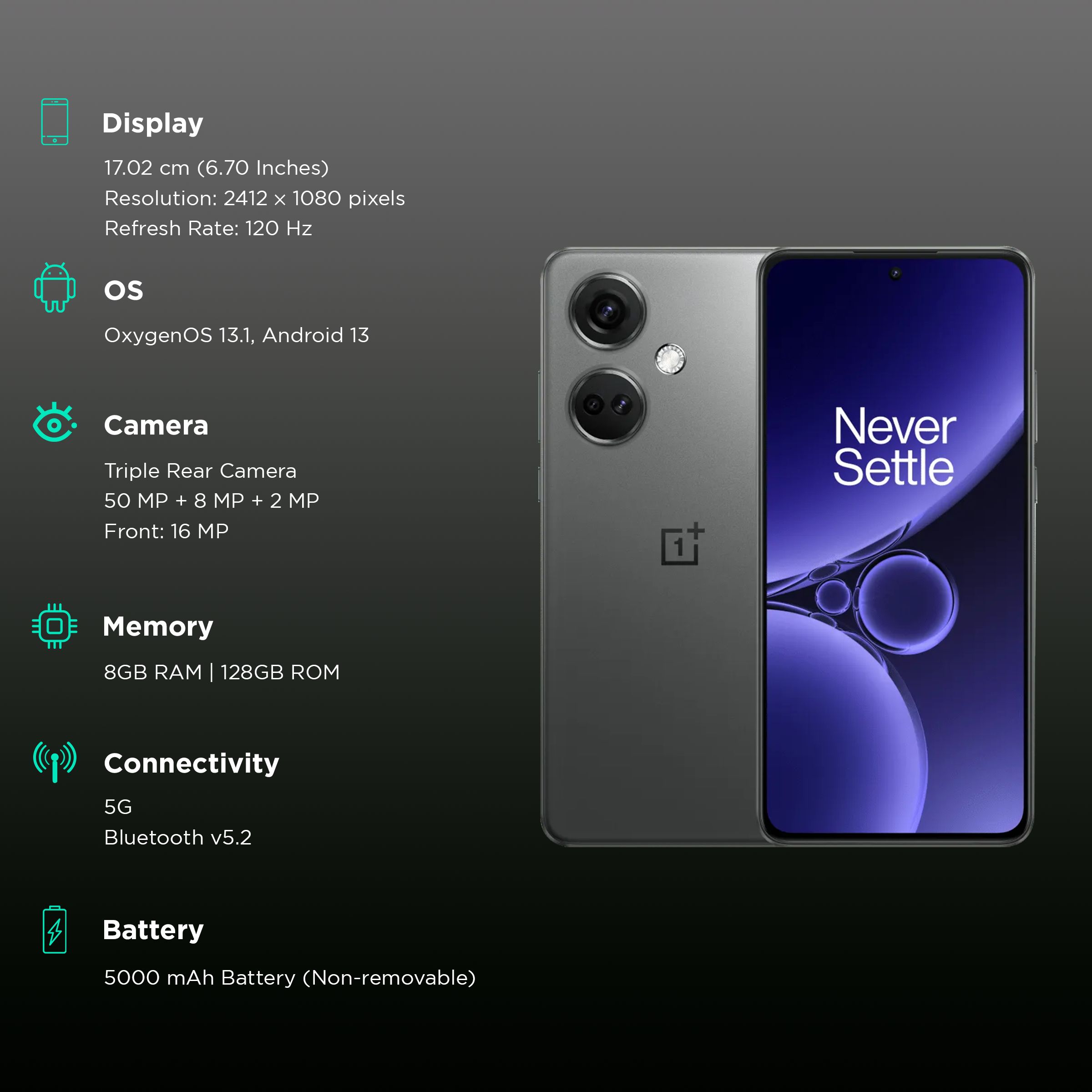 OnePlus Nord CE 3 5G (8GB, 128GB, Grey) OnePlus Nord CE 3 5G (8GB, 128GB, Grey)_3