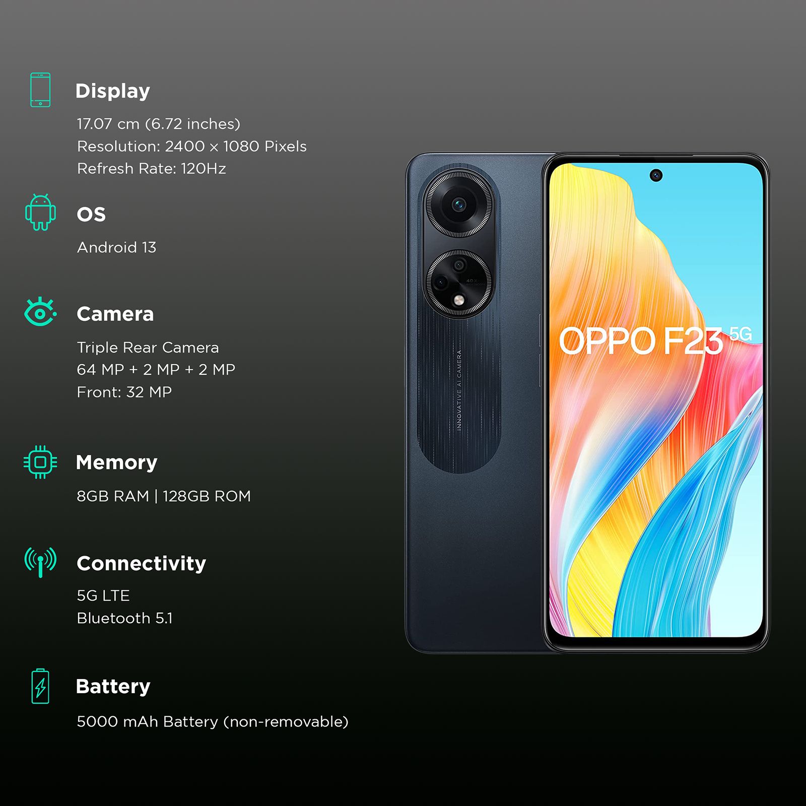 oppo F23 5G (8GB RAM, 128GB, Cool Black)_3