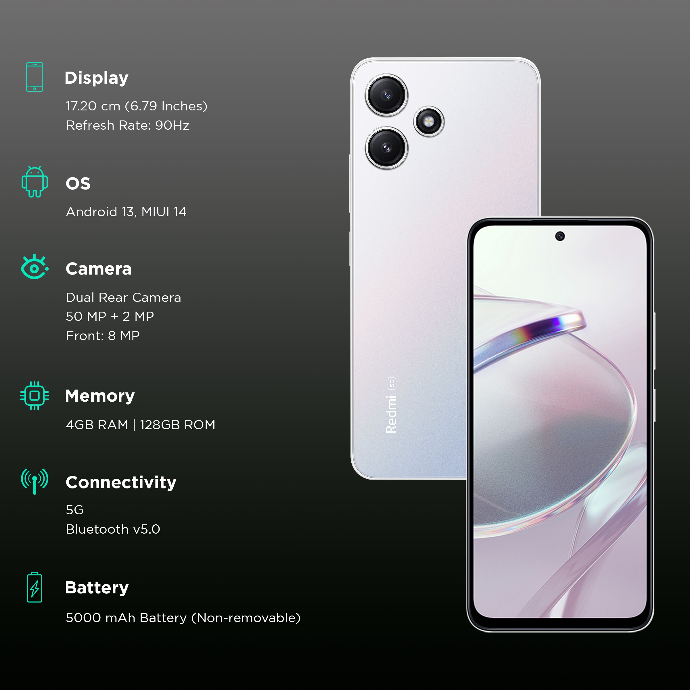 Redmi 12 5G (4GB RAM, 128GB, Moonstone Silver)_3